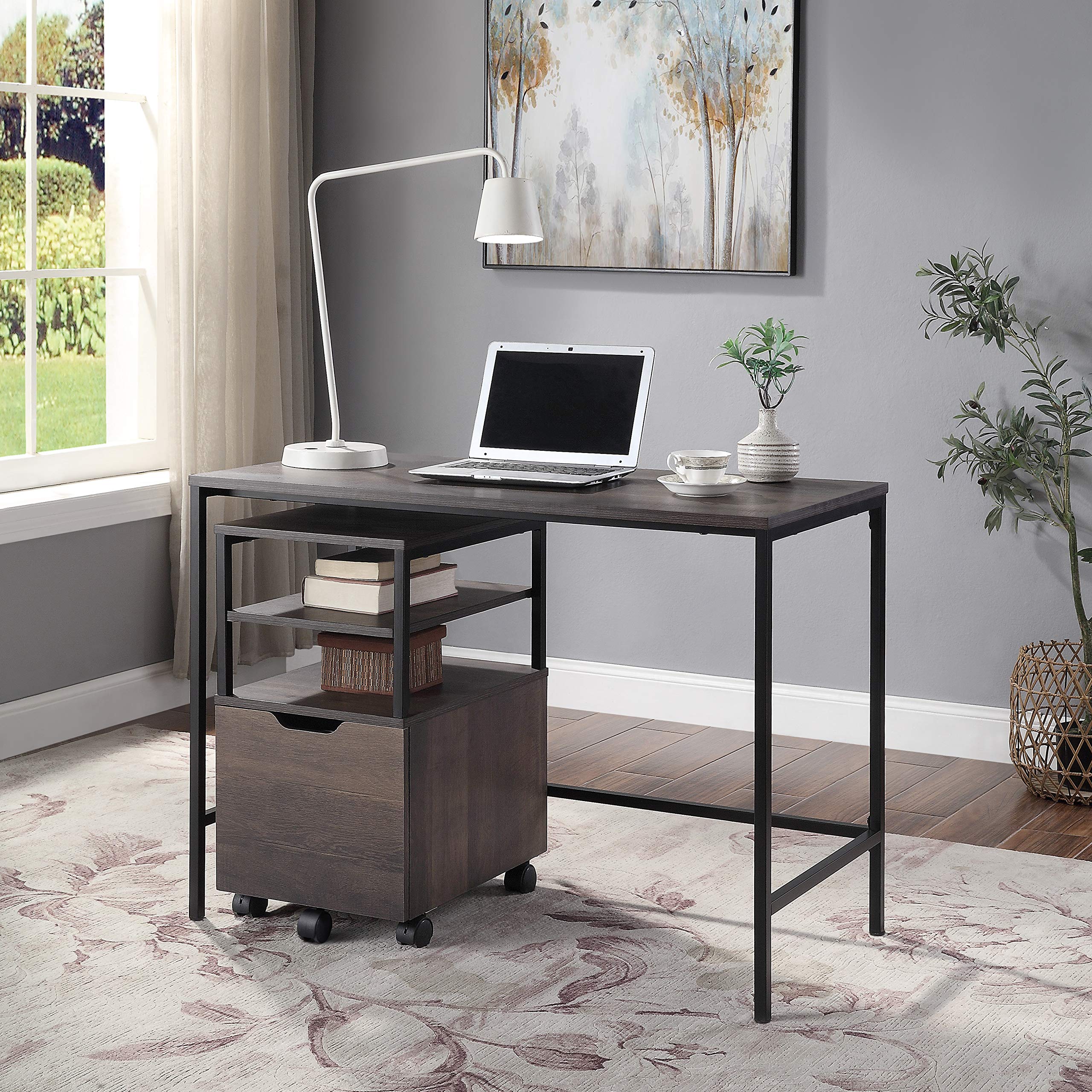 OSP Home Furnishings 42-Inch Modern Ash Wood Desk - Stylish Writing Desk for Home Office, Study Room & Workspace
