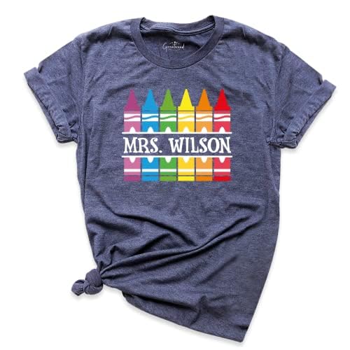 Personalized Crayon Teacher T-Shirt - Custom Name Funny Teacher Tee for Back to School, Classroom & Educator Appreciation - Perfect Gift for Teachers Day, End of Year & School Events