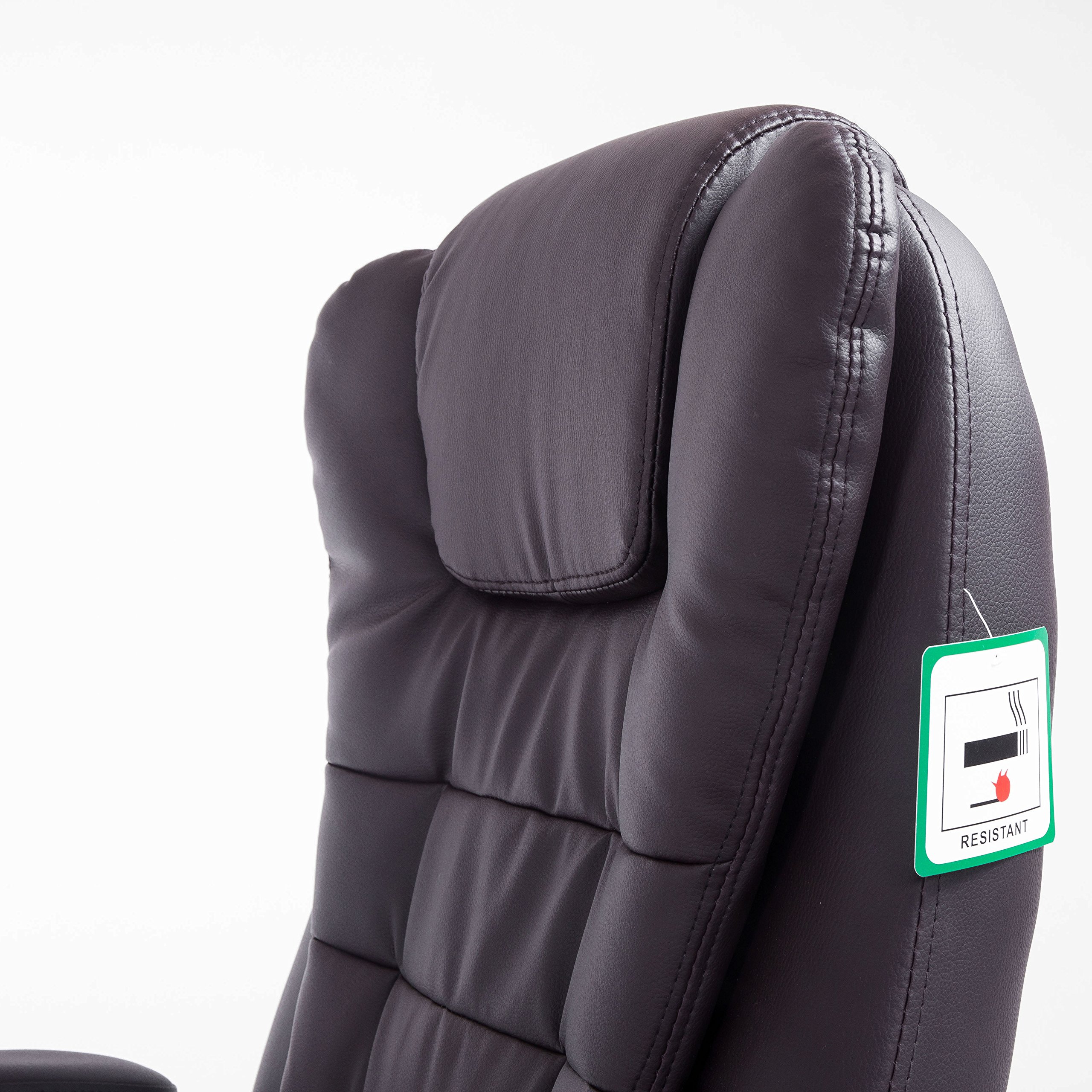 Premium High Back Executive Office Chair with Extra Padding & Reclining Function - Ergonomic Brown Leather Desk Chair for Home & Office Workspaces
