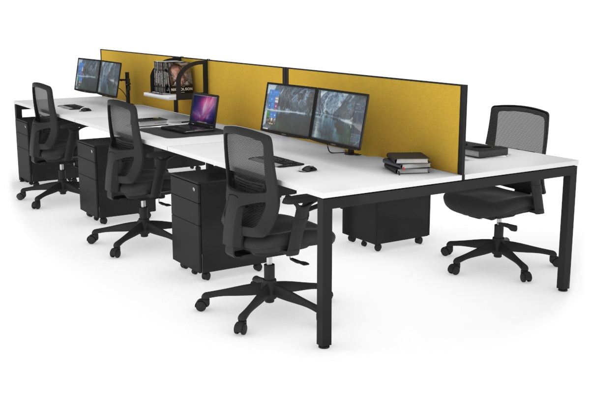 6-Person Office Workstation with Quadro Square Legs - 1600L x 800W Dimensions, Cable Management Scallop for Organized Workspace - Perfect for Open Office Layouts, Team Collaboration & Modern Workspaces