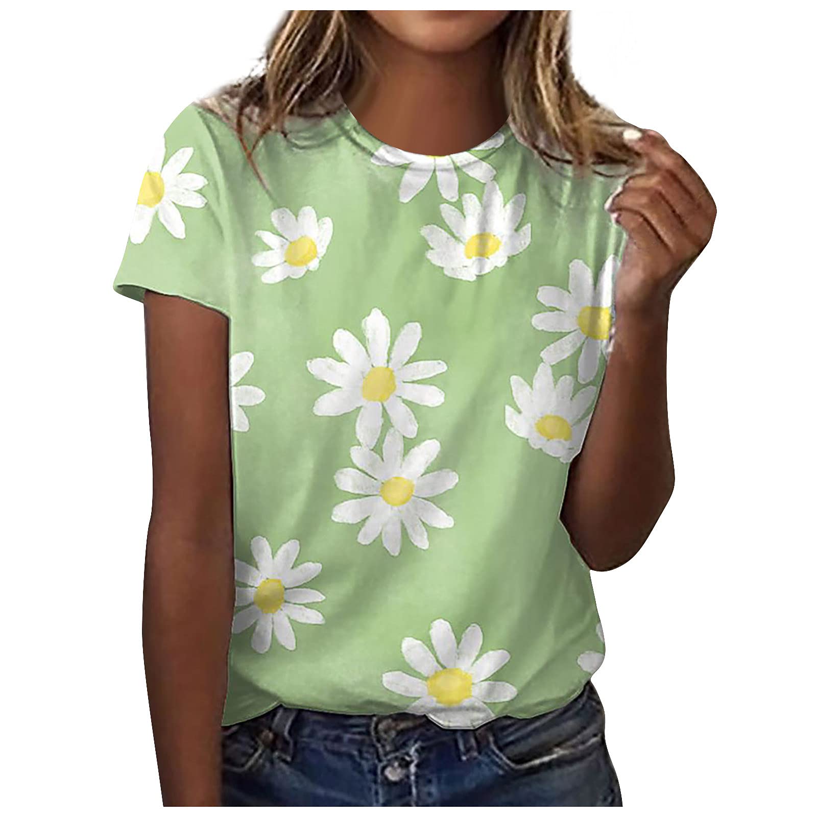 Women's Loose Fit O-Neck Printed Short Sleeve T-Shirt - Casual Boho Blouse for Vacation, Workout, Everyday Wear & Party Outfits | Comfortable Summer Top for Women