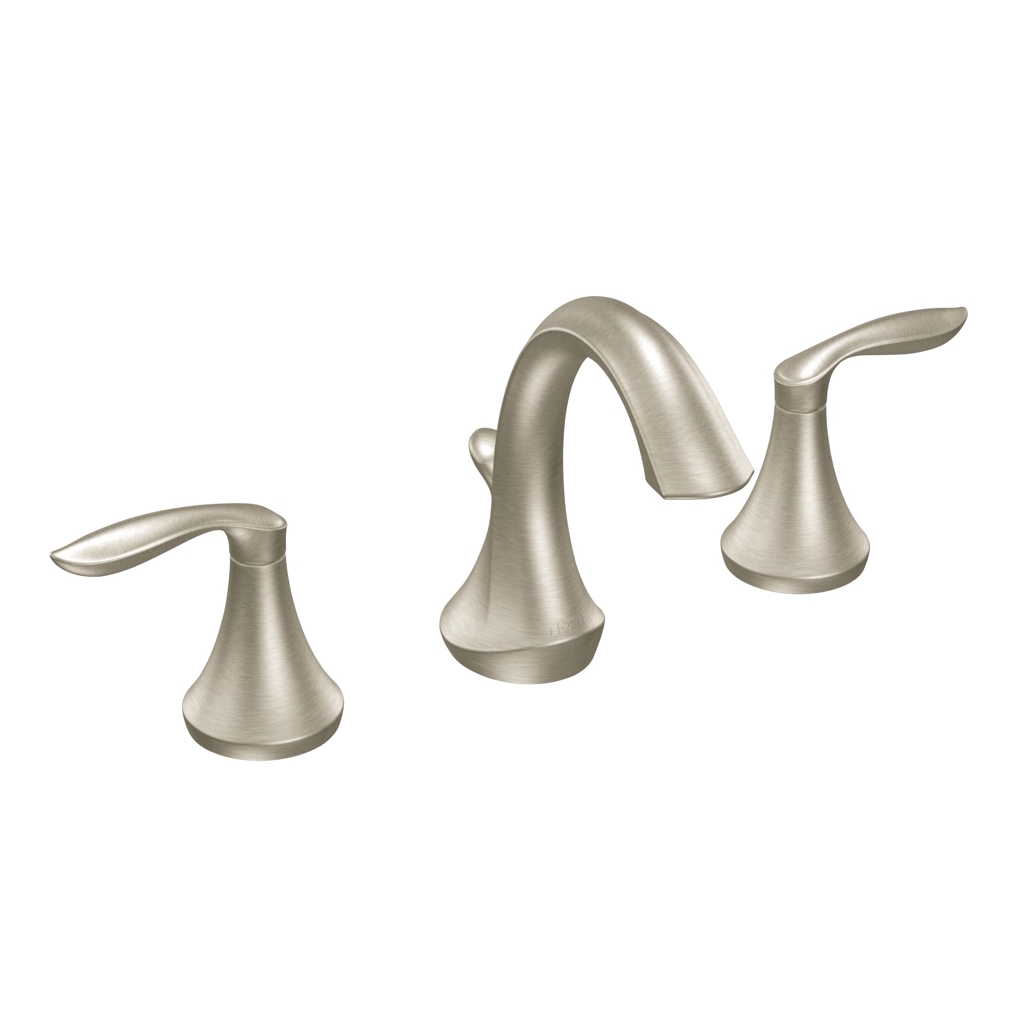 Moen Eva Brushed Nickel Two-Handle High-Arc Widespread Bathroom Faucet - 3 Hole Sink Faucet with Drain Trim (Valve Required) - Perfect for Modern Bathroom Vanities and Powder Rooms - Model T6420BN