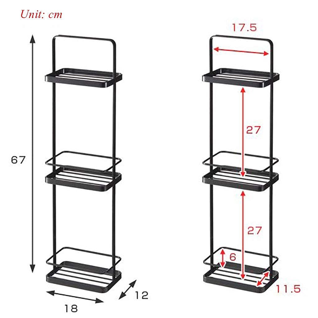 Multifunctional Bathroom Shelf - Floor Standing Storage Rack Organizer for Bathroom Essentials | Black | Space-Saving Solution for Shower, Toiletries & Towel Organization