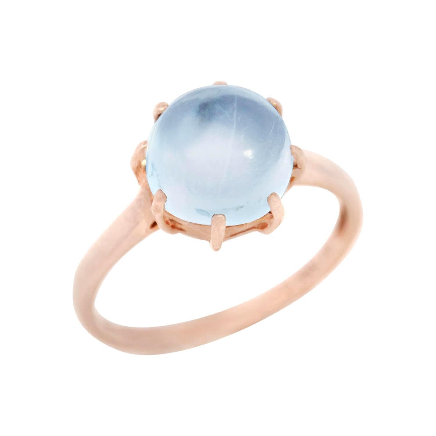 10K Rose Gold Moonstone Cabochon Prong Set - Elegant Vintage Jewelry for Weddings, Anniversaries & Special Occasions