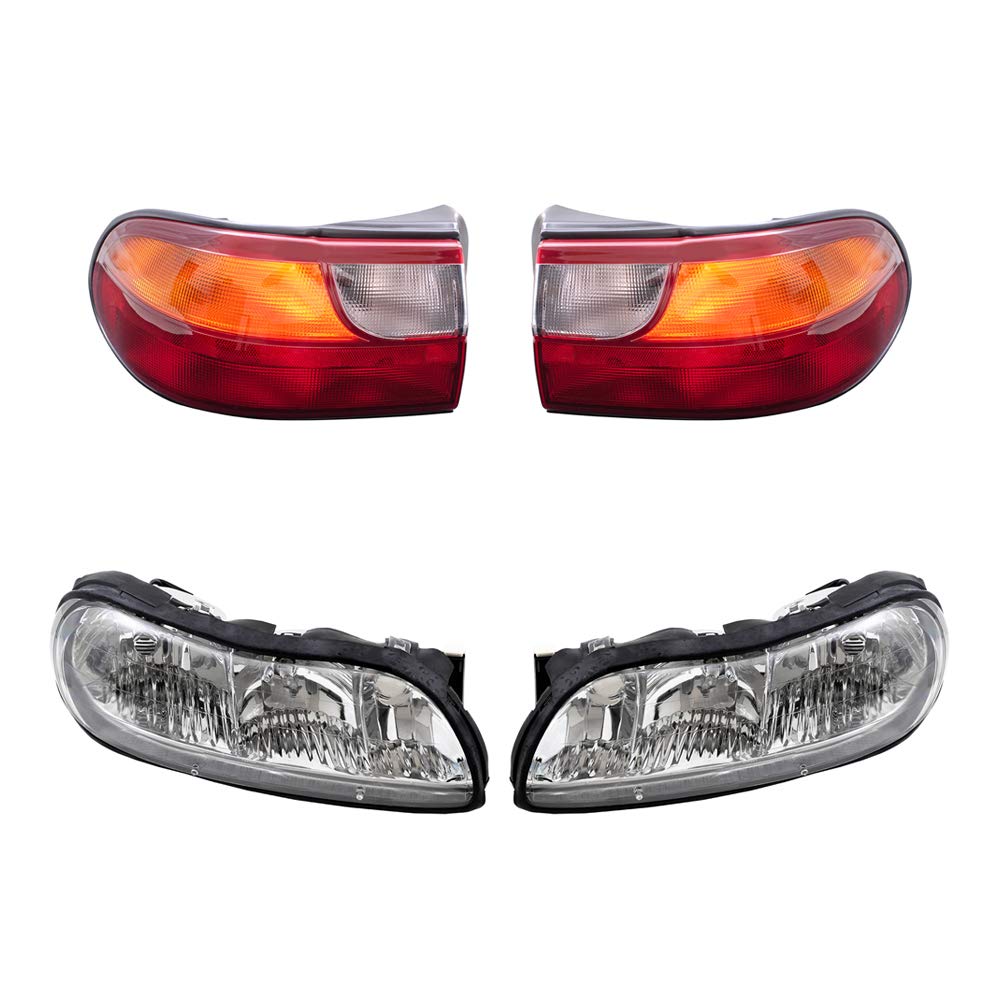 1997-2005 Chevy Malibu Headlight & Taillight Replacement Kit - Driver/Passenger Side LED Lights with Circuit Board (4-Piece Set) | Perfect for Night Driving & Car Restoration Projects