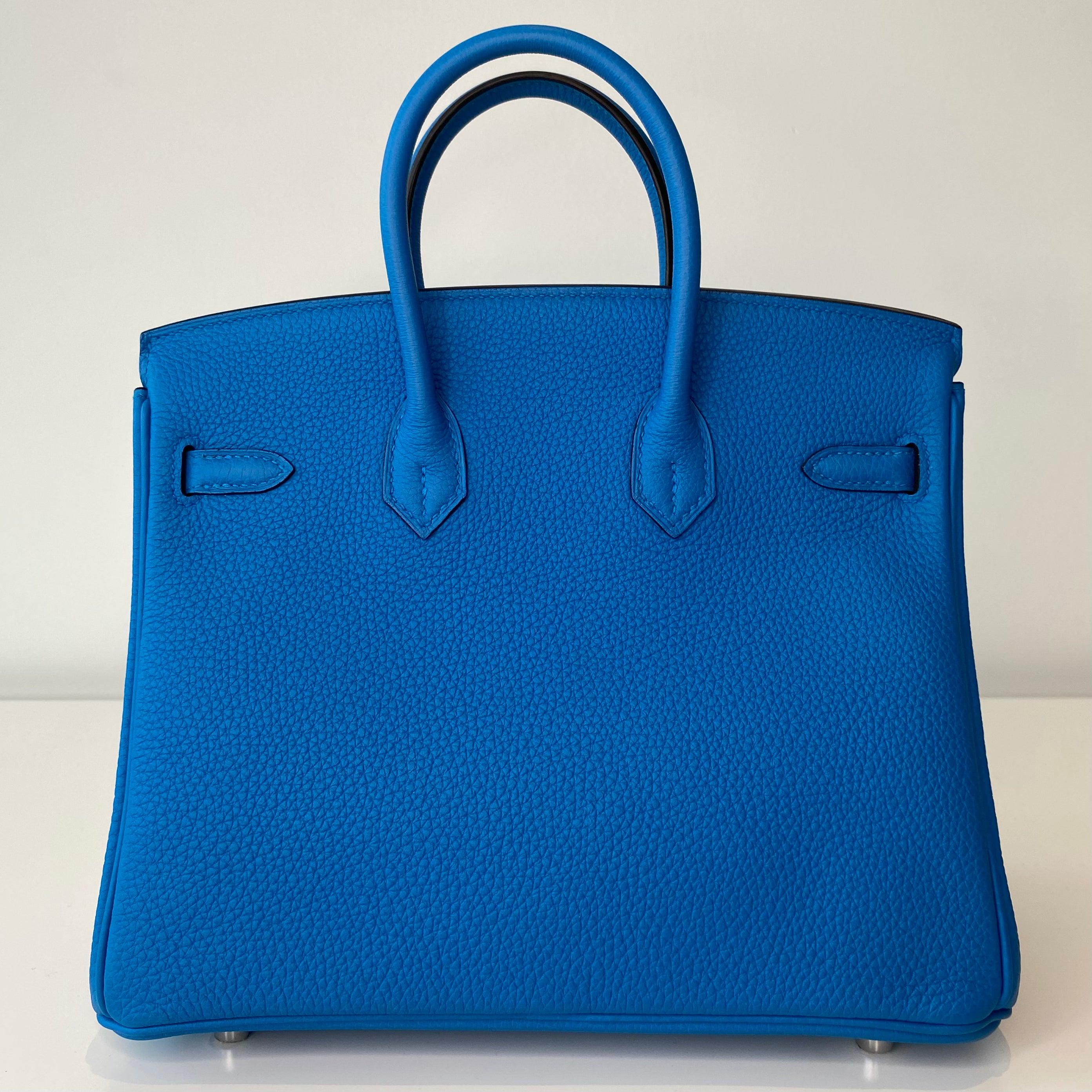 Authentic Hermes Birkin 25 Handbag in Blue Zanzibar Togo Leather with Palladium Hardware - Luxury Designer Tote for Women, Perfect for Work, Travel & Special Occasions