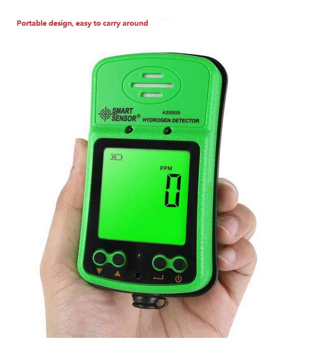 Portable H2 Gas Detector - 0-1000ppm LCD Digital Hydrogen Gas Monitor with Rechargeable Battery & Alarm - Handheld Hydrogen Meter Tester for Industrial Safety, Laboratory & Leak Detection
