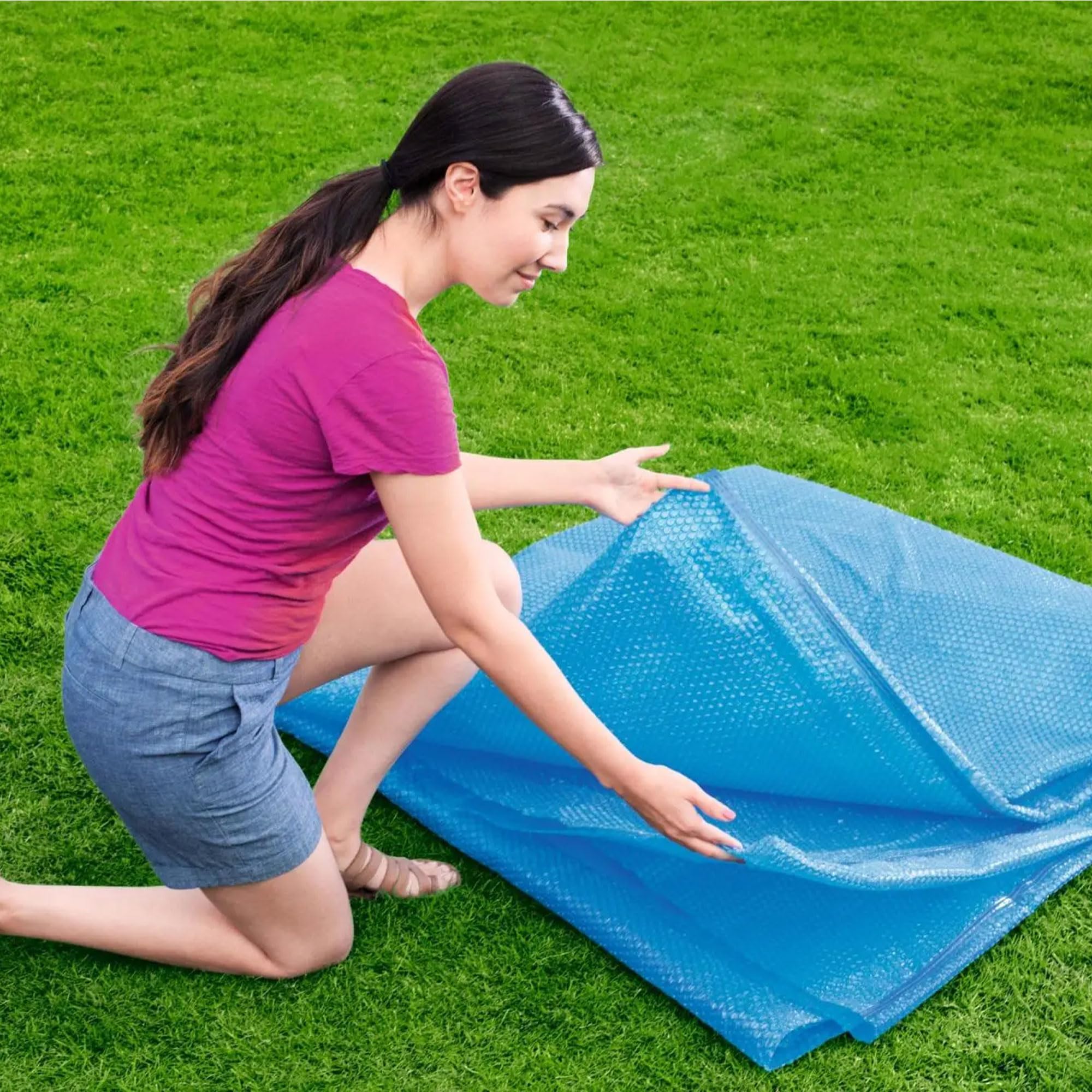 Bestway Flowclear 14ft Round Solar Pool Cover for Above Ground Pools - Blue, Fits 15ft Diameter Pools | Maintains Water Temperature & Reduces Evaporation | Perfect for Summer Swimming & Energy Savings