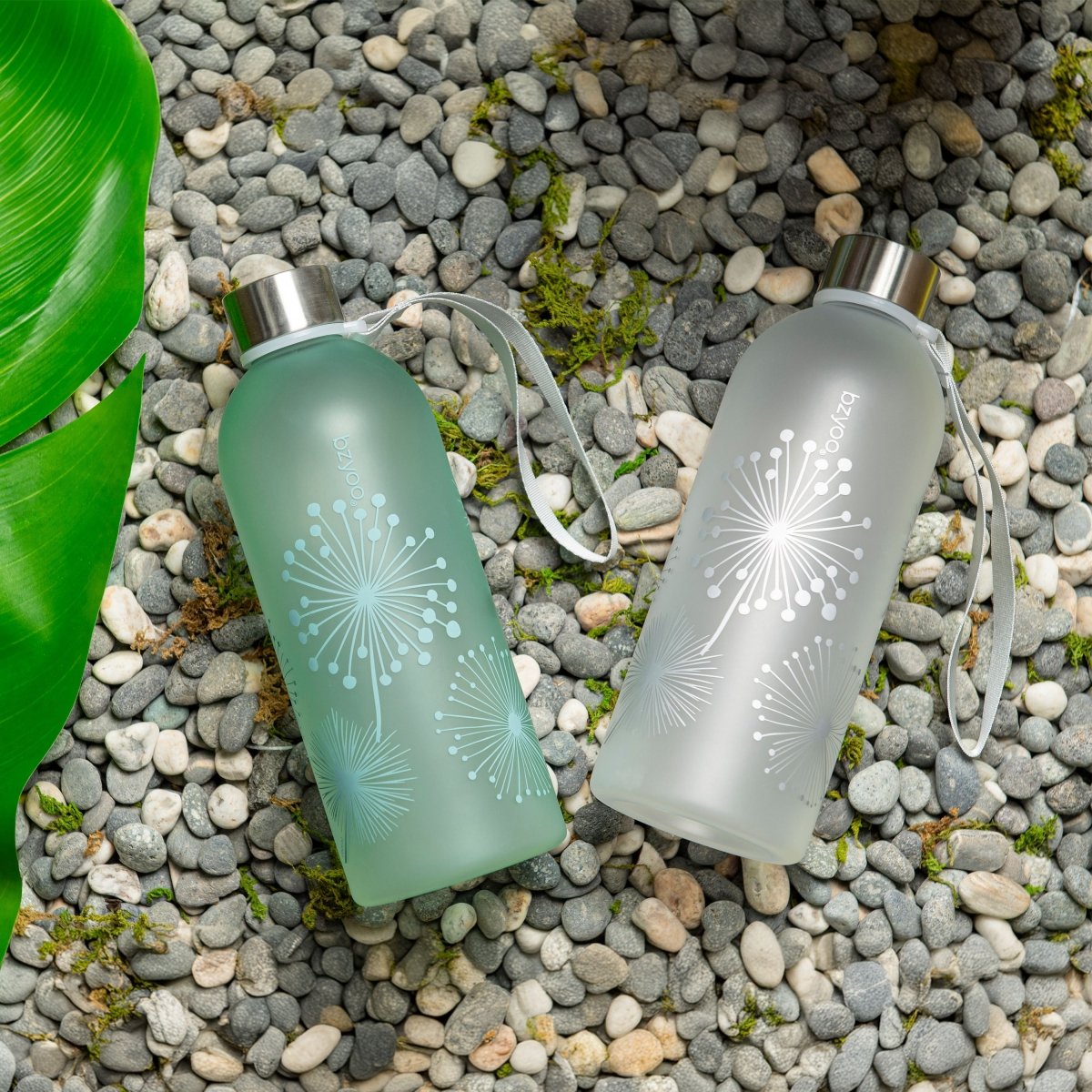 32oz Time Marker Tritan Water Bottle with Carrying Strap - Dandelion Silver | BPA-Free Leakproof Sports Water Bottle for Gym, Hiking & Outdoor Activities