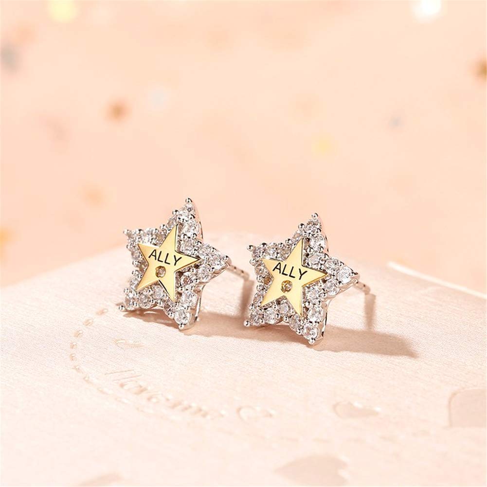Jeulia 925 Sterling Silver Personalized Name Stud Earrings with CZ Stones - Custom Engraved Star Design Hypoallergenic Jewelry for Women & Teens - Perfect for Sensitive Ears, Everyday Wear & Gift Giving