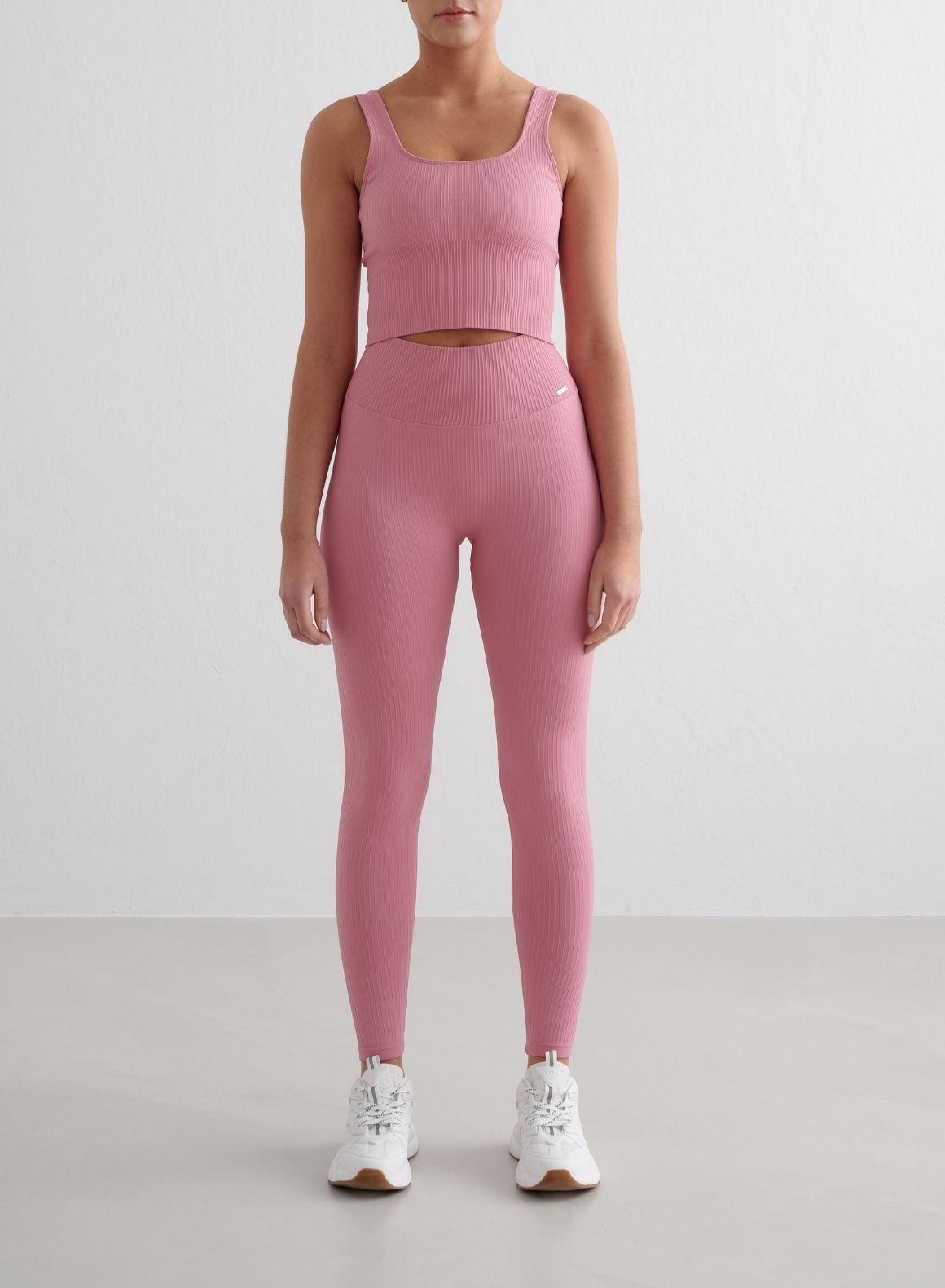Desert Rose Ribbed Seamless Tights for Women - High Waisted Yoga Pants, Workout Leggings & Everyday Wear