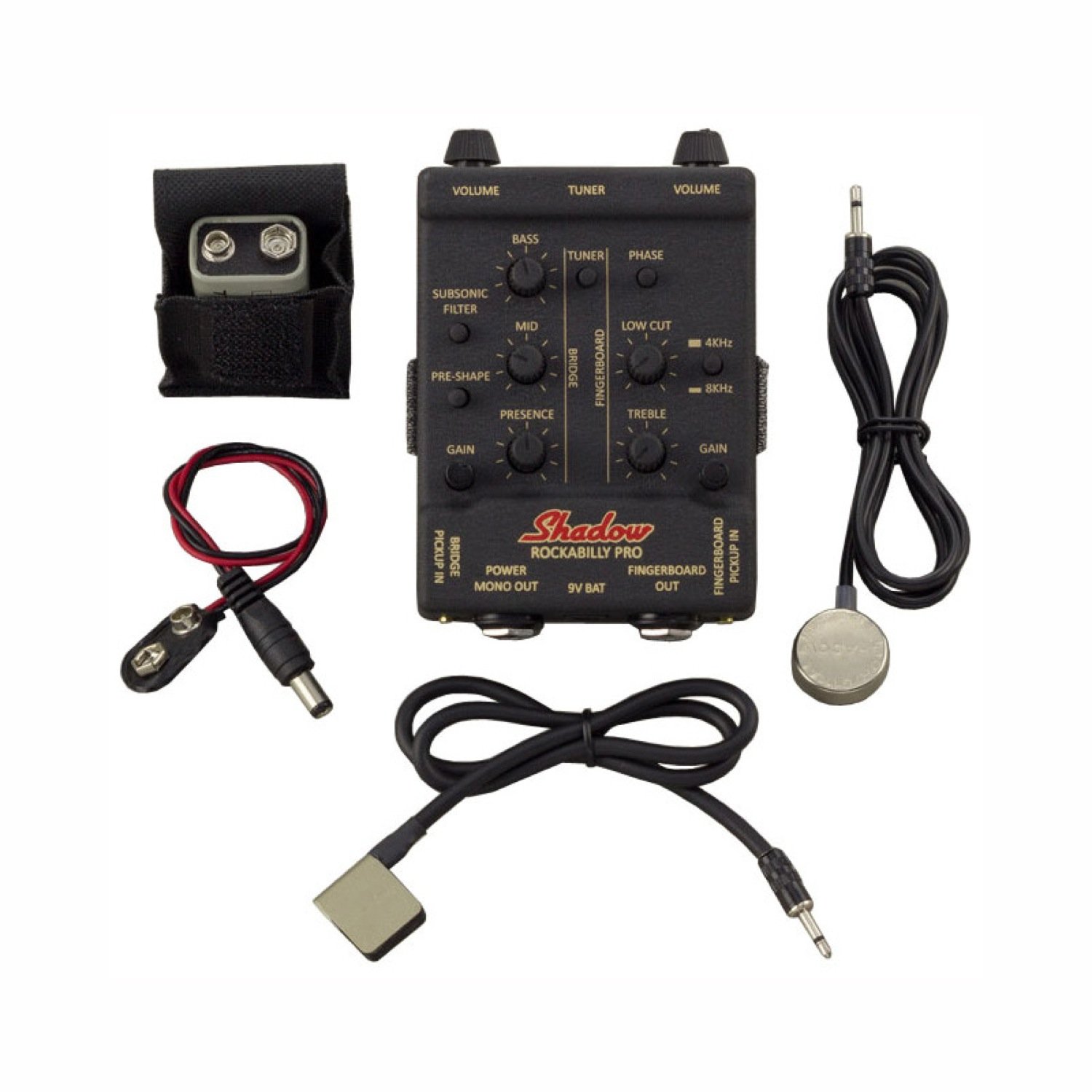 Shadow RB-PRO Rockabilly Pro Upright Bass Pickup & Preamp - Professional Acoustic Bass Pickup System for Live Performance & Studio Recording