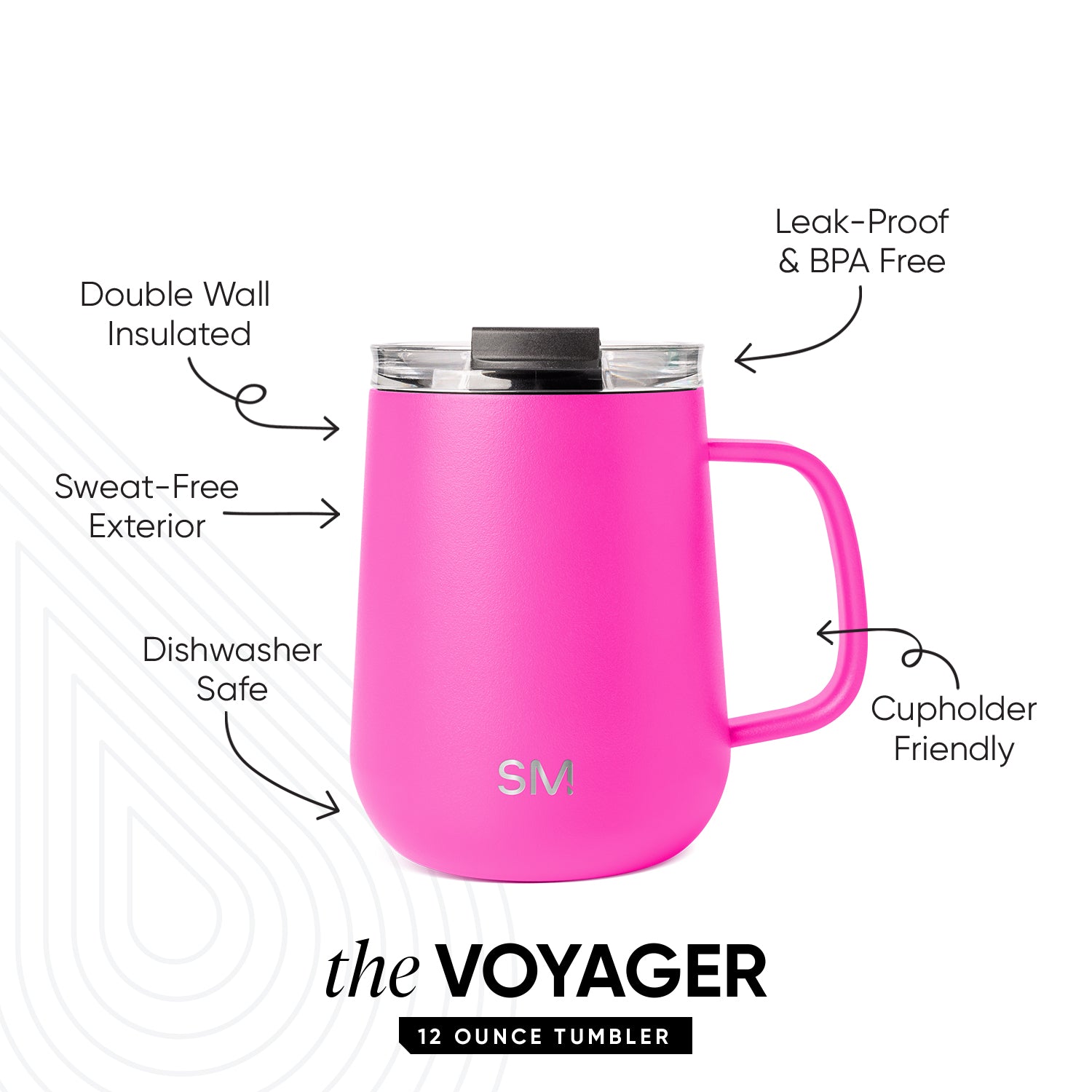 Premium 12 oz Voyager Coffee Mug with Handle - Insulated Travel Mug for Hot & Cold Drinks - Perfect for Office, Commute, Camping & Outdoor Adventures