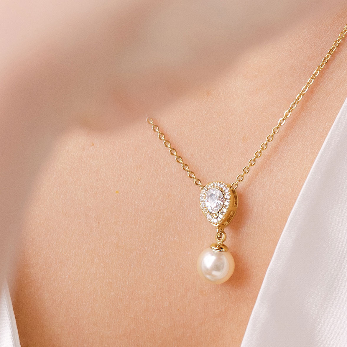 **Coco Pearl Drop Earrings and Necklace Set in Gold - Elegant Jewelry Gift for Women, Perfect for Weddings, Parties & Special Occasions**