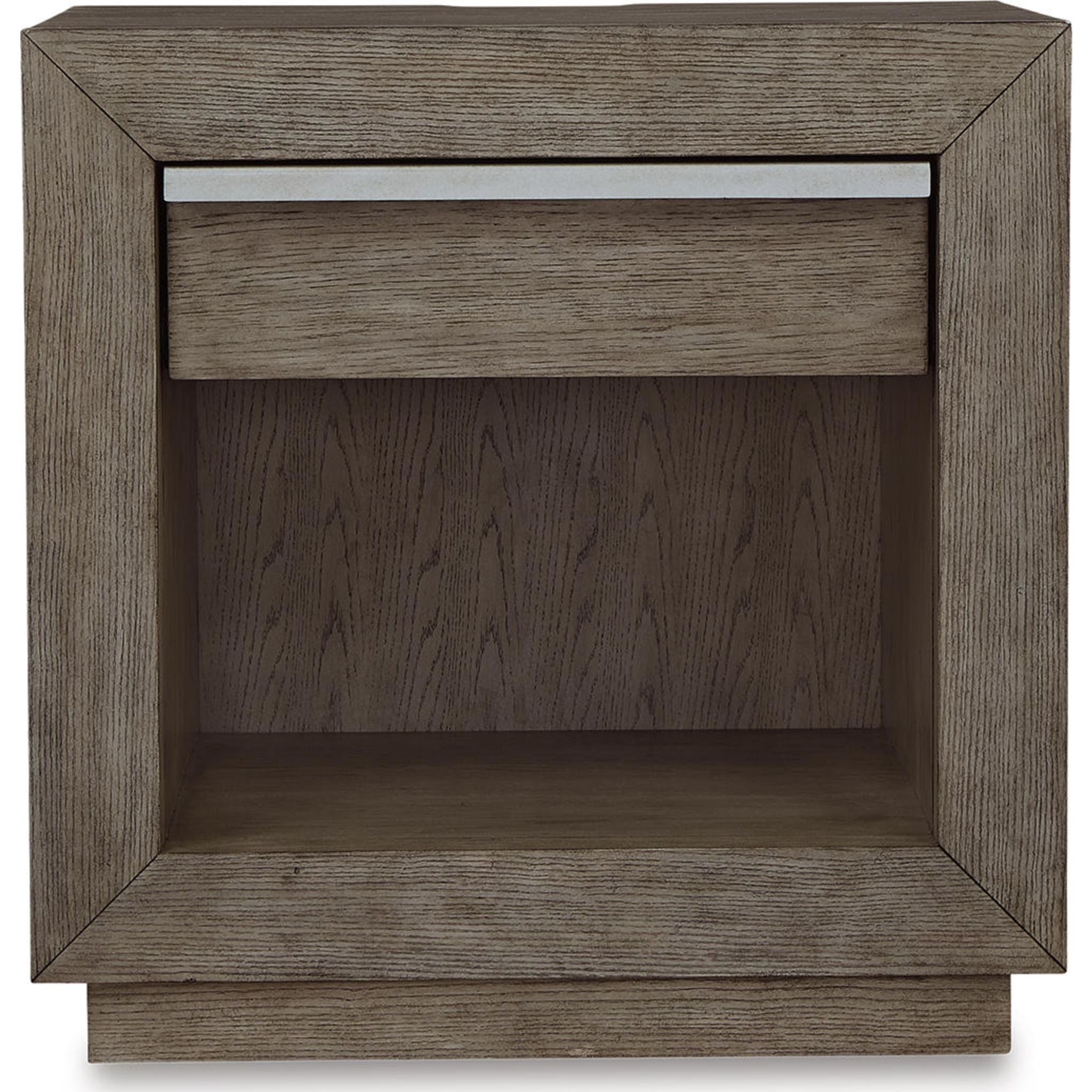 Anibecca Nightstand - Weathered Gray Finish, Modern Bedside Table with Storage Drawer for Bedroom, Living Room, or Office