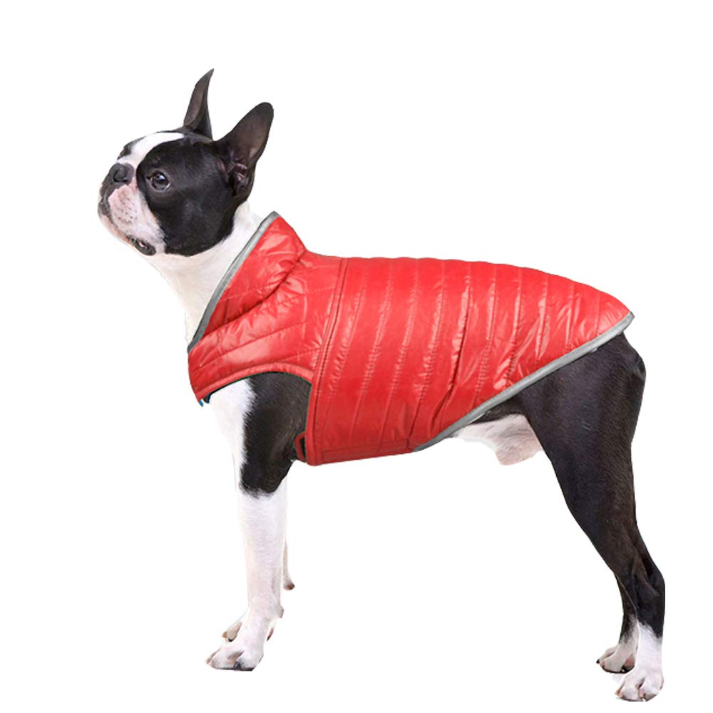 Waterproof Reversible Dog Coat - Reflective Winter Vest for Small, Medium, Large & XXL Dogs (Red/Blue) | Cold Weather Protection for Outdoor Walks & Nighttime Safety