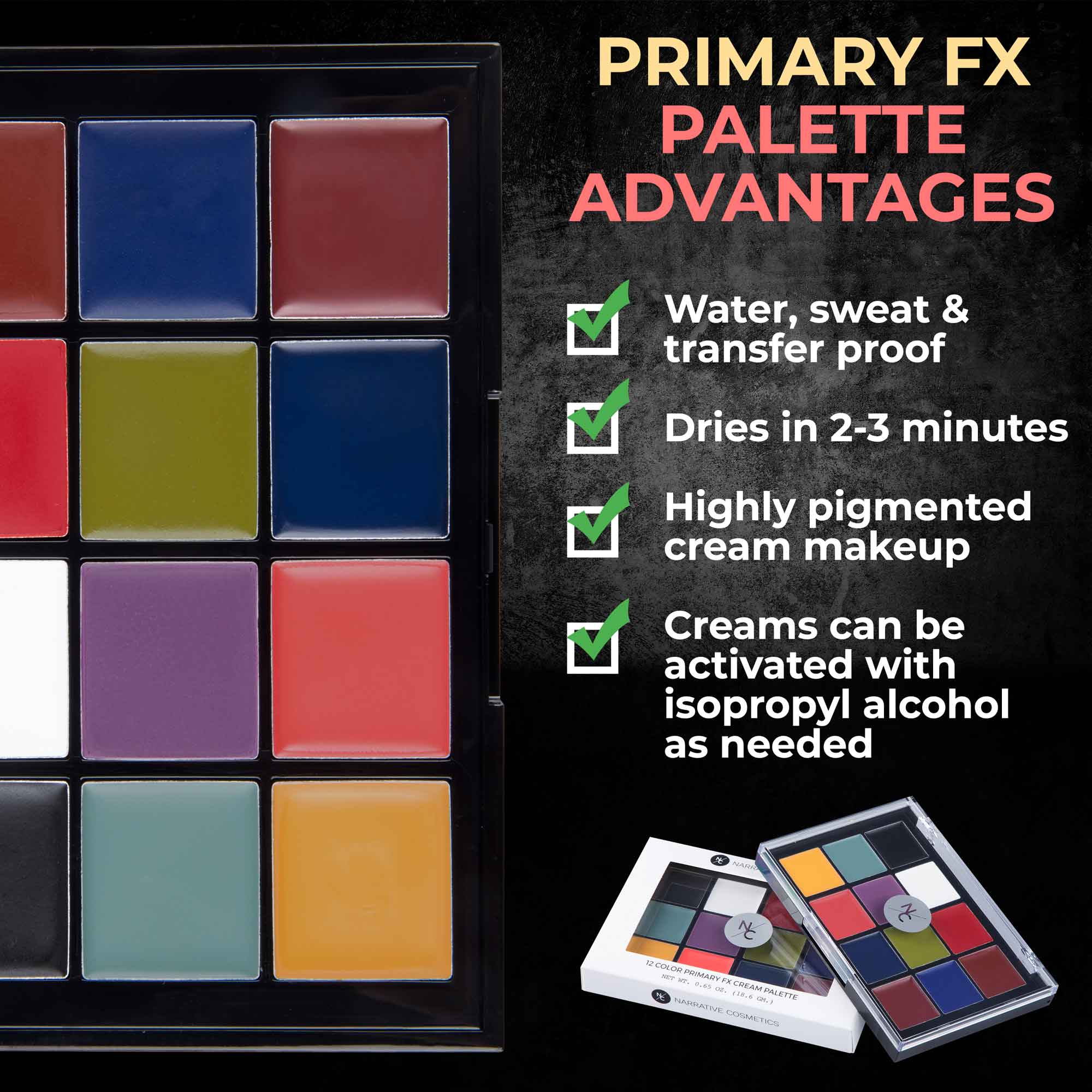 Quick Drying FX Cream Makeup Palette - Professional Special Effects Makeup for Halloween, Cosplay & Theater - Waterproof & Long Lasting