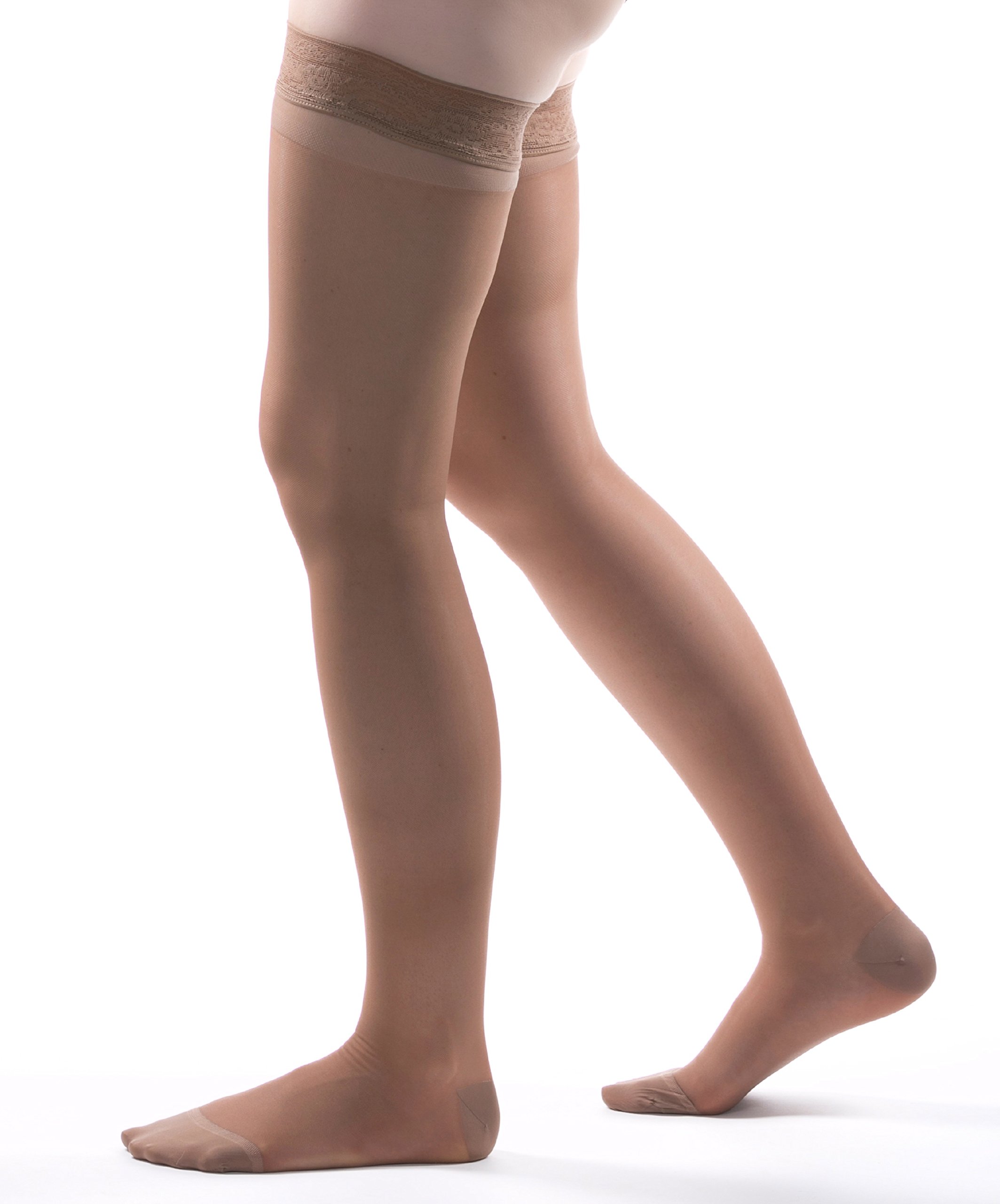 Allegro 15-20 mmHg Essential 4 Sheer Compression Stockings for Women - Thigh High, Closed Toe, Comfortable Support Hose - Perfect for Varicose Veins, Travel & Nursing
