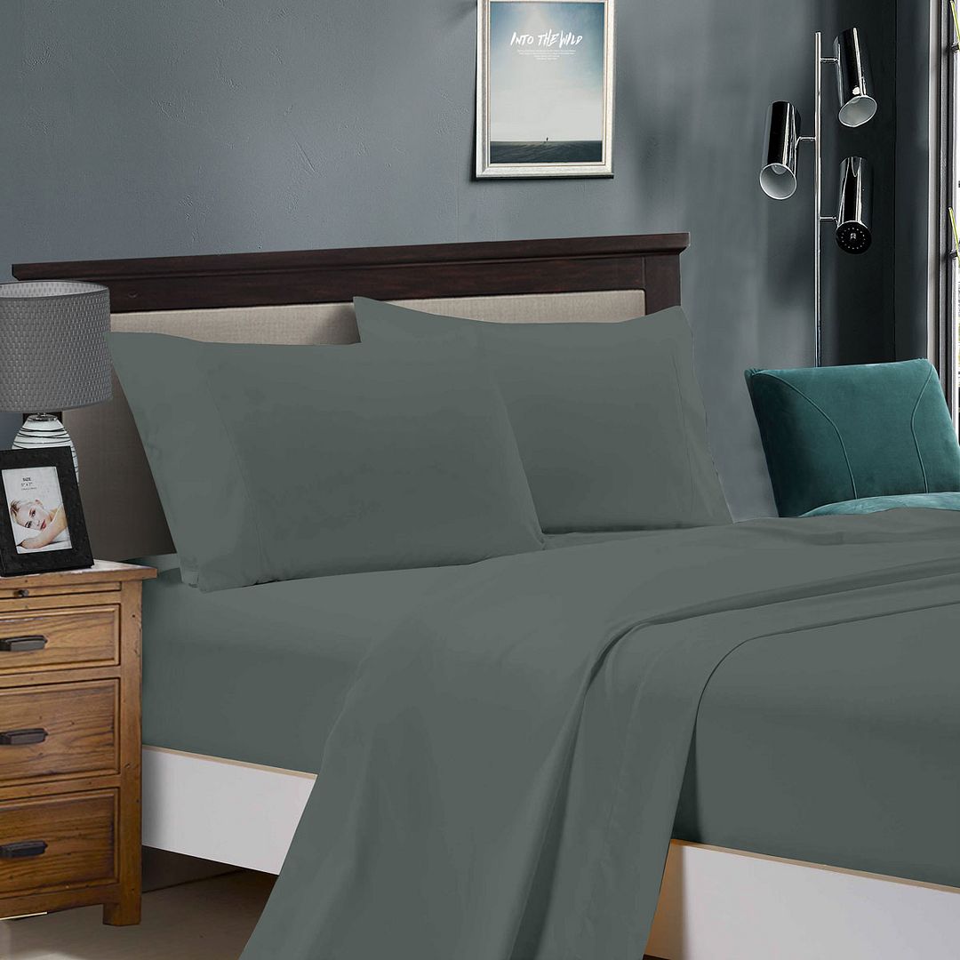 1000TC Ultra Soft Queen Size Bed Sheet Set - Charcoal Gray Flat & Fitted Sheets for Luxurious Comfort | Perfect for Master Bedroom, Guest Room & Hotel Use