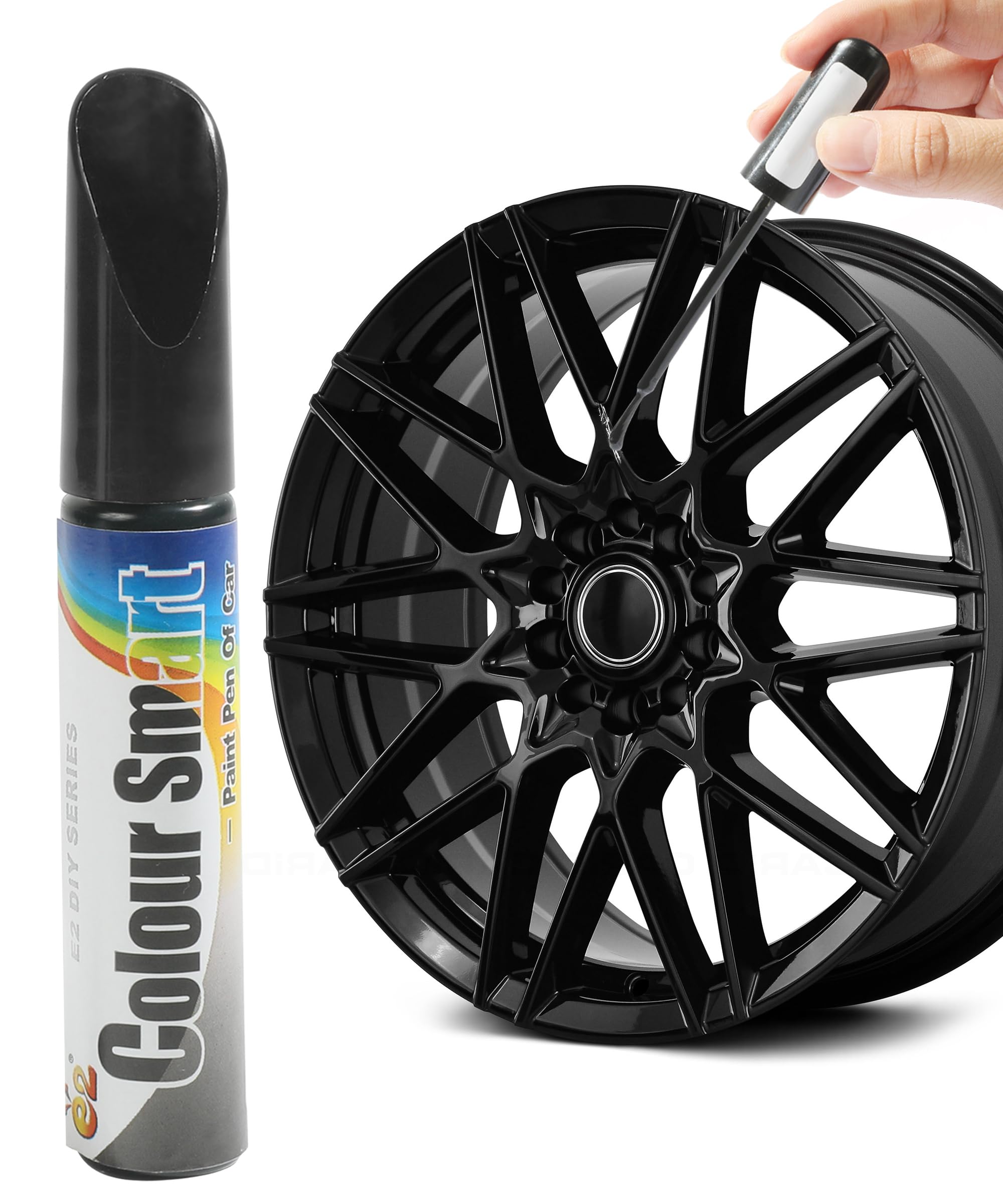 Car Touch Up Paint & Rim Scratch Repair Kit (Black) - Fix Scratches on Wheels & Body