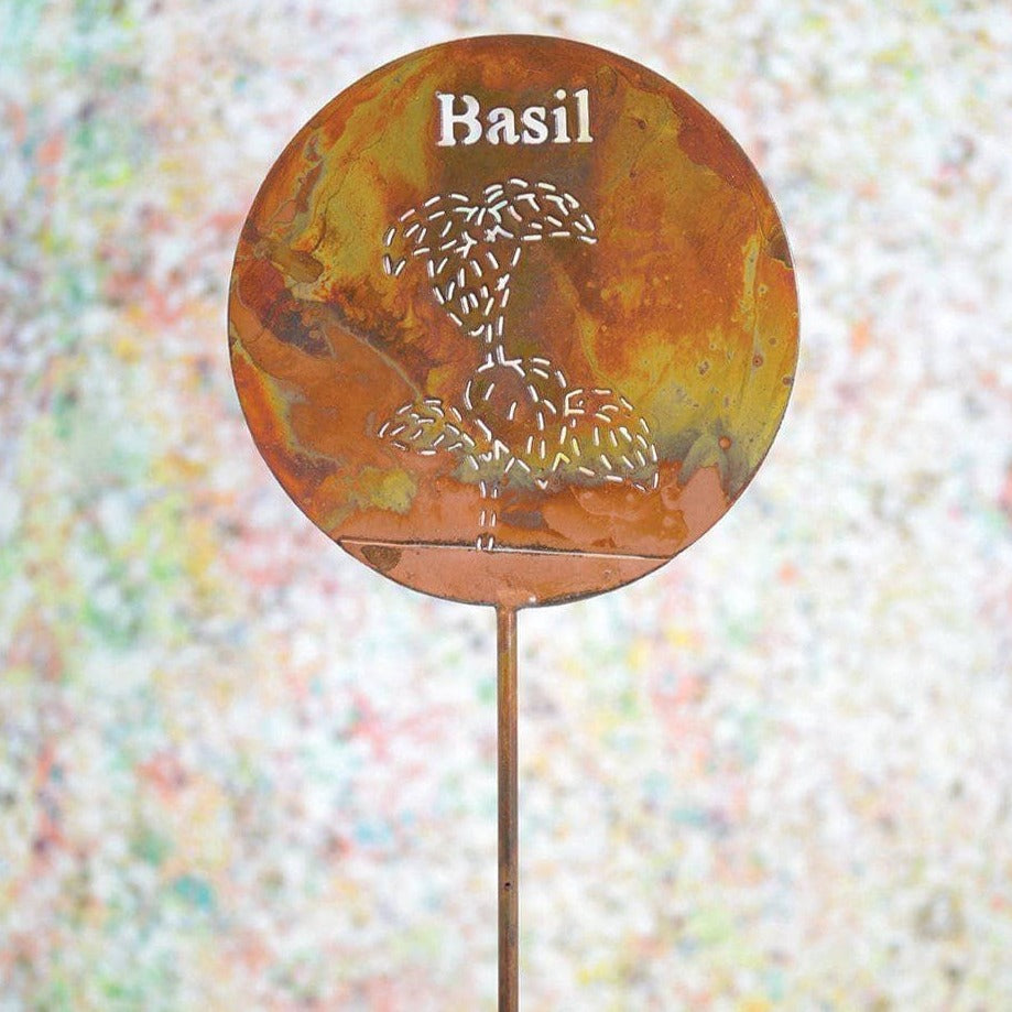 Organic Basil Herb Garden Stake - Handcrafted Plant Marker for Indoor & Outdoor Herb Gardens - Perfect for Kitchen Gardens, Windowsill Planters, and Backyard Herb Gardens