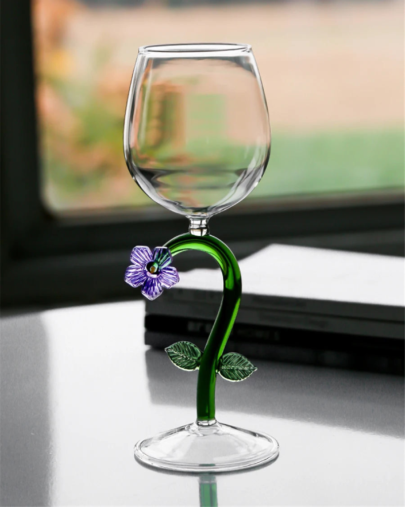 Enchanted Garden Wine Glass Set - Elegant Floral Design Stemware for Red & White Wine - Perfect for Weddings, Parties & Romantic Dinners