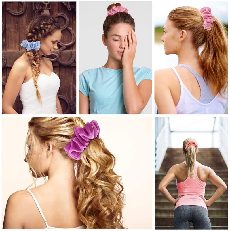 Staila 12 Pack Velvet Hair Scrunchies - Soft Elastic Hair Bands for Women & Girls - Hair Ties & Ropes for Ponytails, Buns & Everyday Hair Accessories (Perfect for School, Work, Gym & Casual Wear)