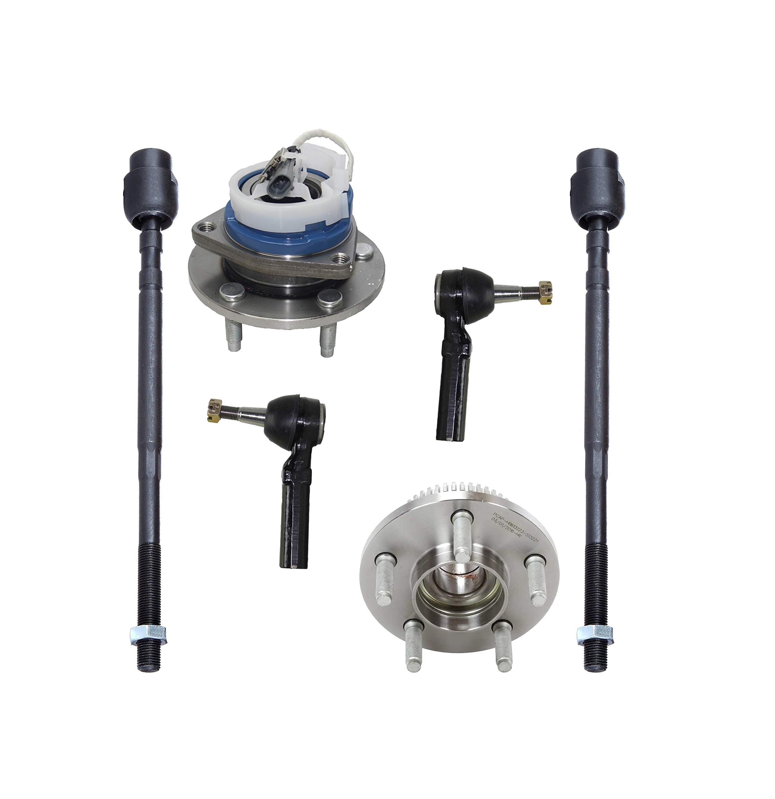6-Piece Wheel Bearing Hub Assembly & Tie Rod End Kit - Compatible with Buick Allure/Century/LaCrosse FWD & AWD Models - Front Suspension Replacement Parts for Smooth Ride & Improved Handling