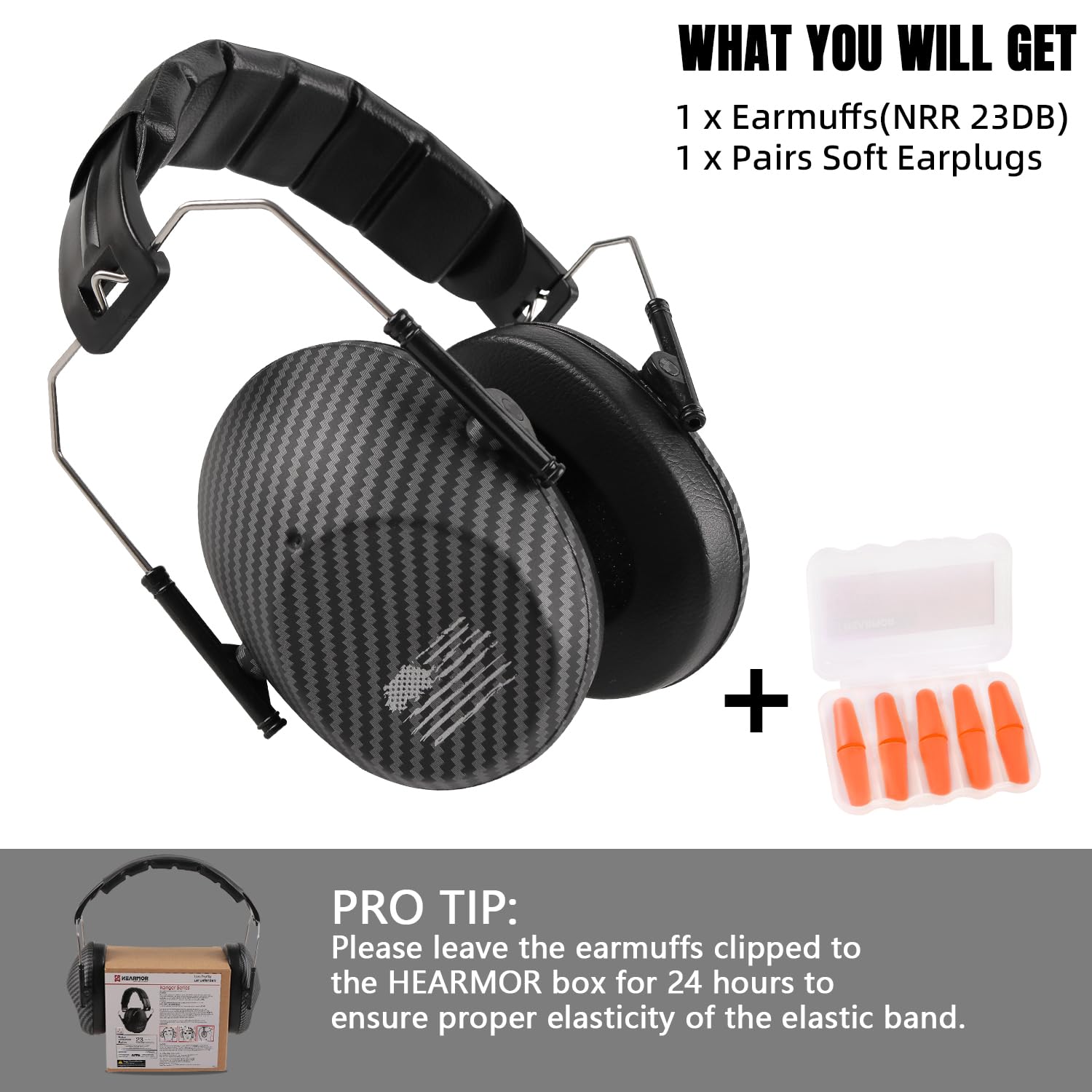 Hearmor Low Profile Shooting Earmuffs - NRR 23dB Noise Reduction Ear Protection for Gun Range, Hunting & Shooting Sports - Black - Perfect for Target Practice, Firearm Training & Outdoor Activities