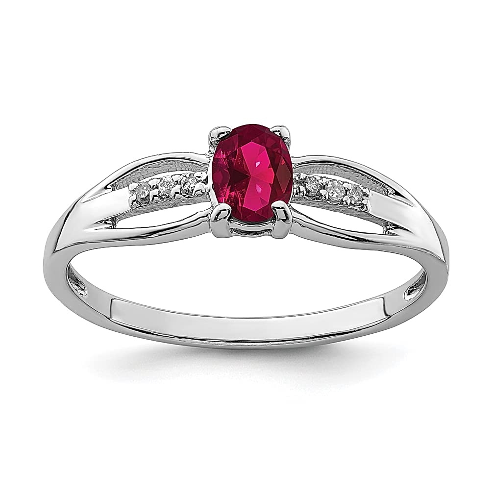 925 Sterling Silver Diamond & Created Ruby Ring - Elegant Gemstone Jewelry for Women | Perfect Gift for Her, Valentine's Day, Anniversary & Special Occasions