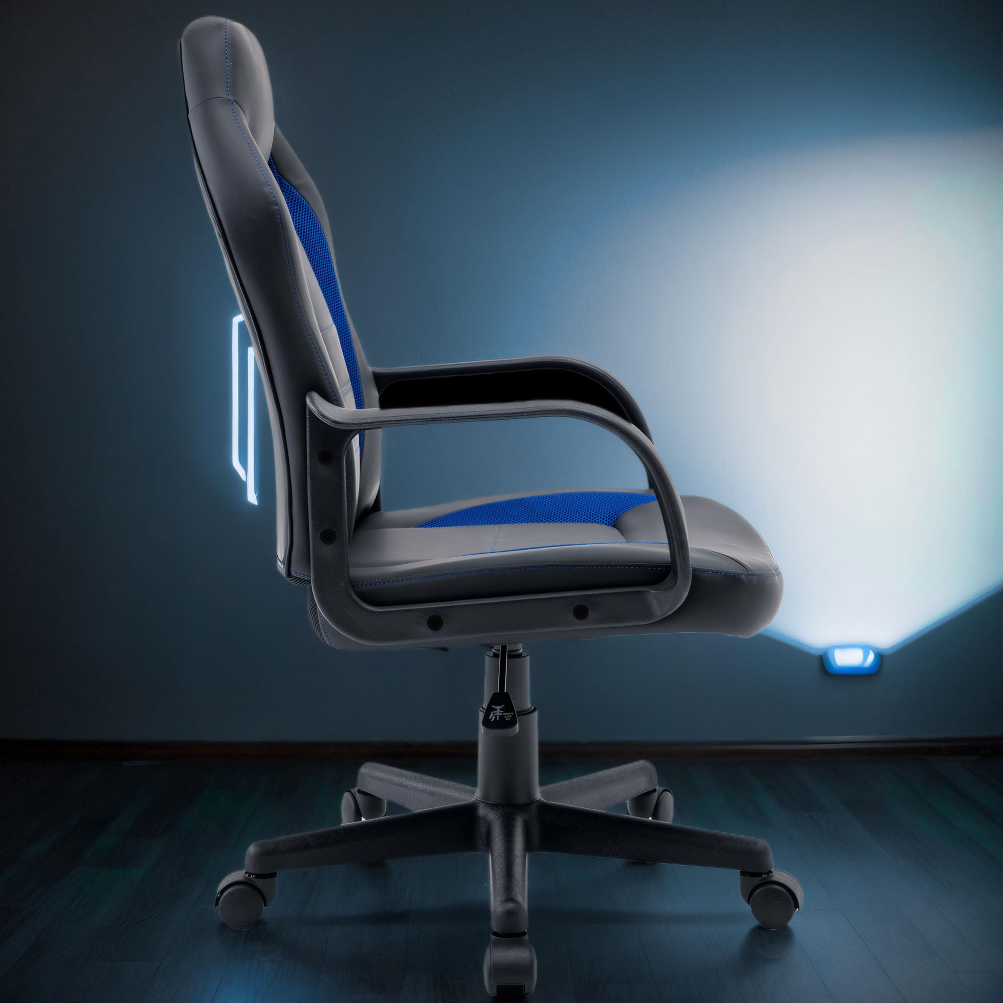 Ergonomic Gaming Chair for Adults & Teens - High Back Racing Style Computer Desk Chair with PU Leather, Adjustable Height & Lumbar Support - Perfect for Home Office, Gaming & Workstations (Black & Blue)