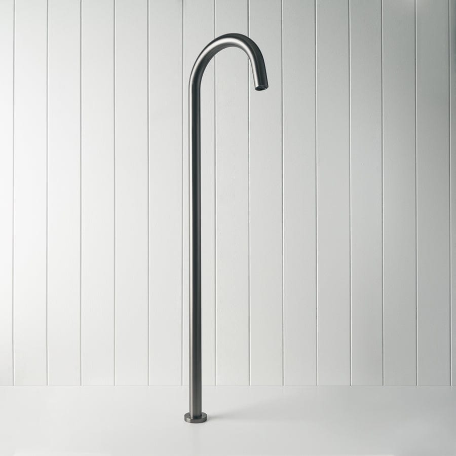 Freestanding Bath Spout in Gunmetal Finish - Modern Waterfall Faucet for Bathtub and Spa - Perfect for Luxury Bathrooms and Relaxing Soaks