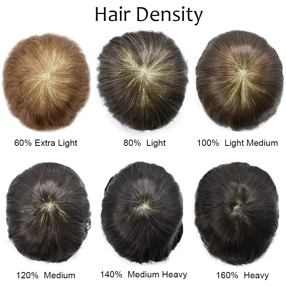 Premium Men's Toupee - European Human Hair Replacement System - Durable Fine Monofilament with Poly Coating - 3# Dark Brown - Medium Density 6x9 - Natural Looking Hairpiece for Daily Wear & Special Occasions