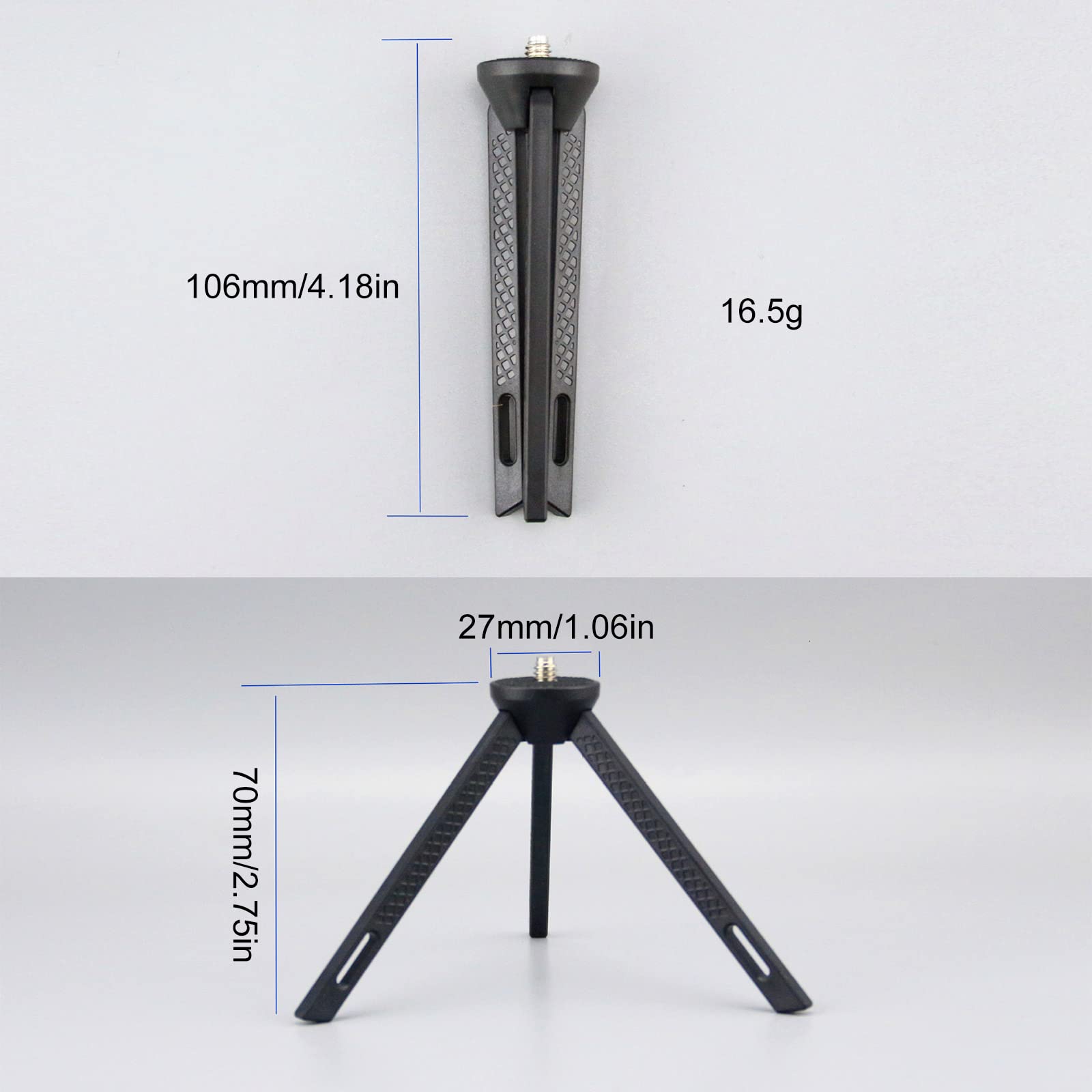 Versatile Adjustable Tripod Stand - Black ABS with 1/4-20 Screw Mount | Compact 4.17