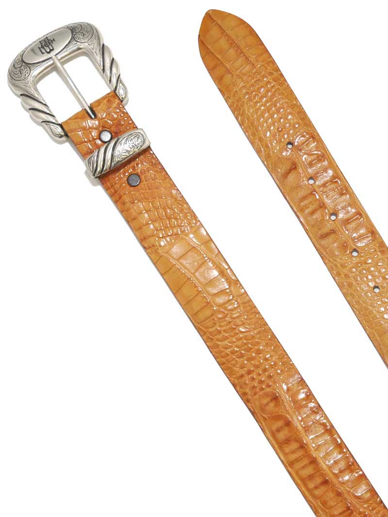 Lucchese B1603 Genuine Alligator Leather Belt for Men - Handcrafted in USA, Premium Hornback Caiman Tan Leather - Perfect for Western, Cowboy, and Formal Wear
