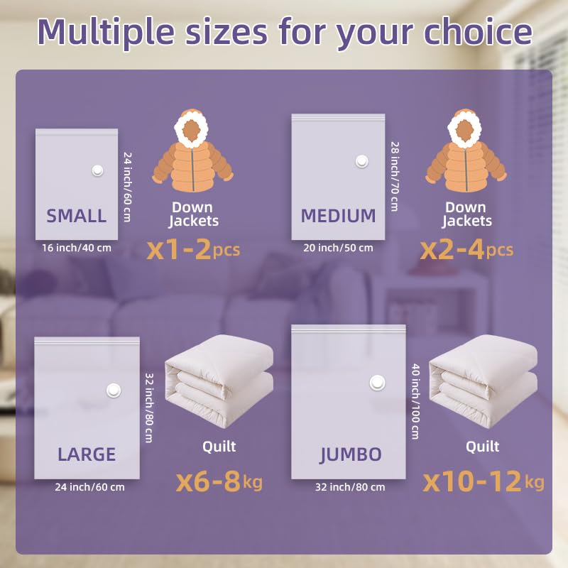 8 Pack Jumbo Vacuum Storage Bags (40
