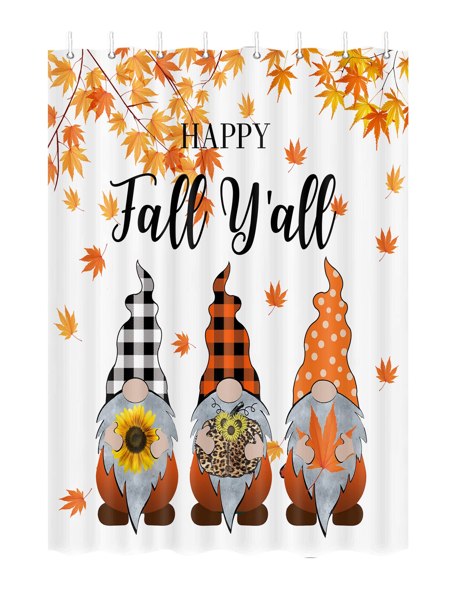 Fall Gnomes Camper RV Shower Curtain Set - 47x64 Inch Autumn Thanksgiving Camping Decor for Travel Trailers & Small Bathrooms | Waterproof Fabric with Hooks | Perfect for Outdoor Adventures, Cozy Cabins & Seasonal Home Decor