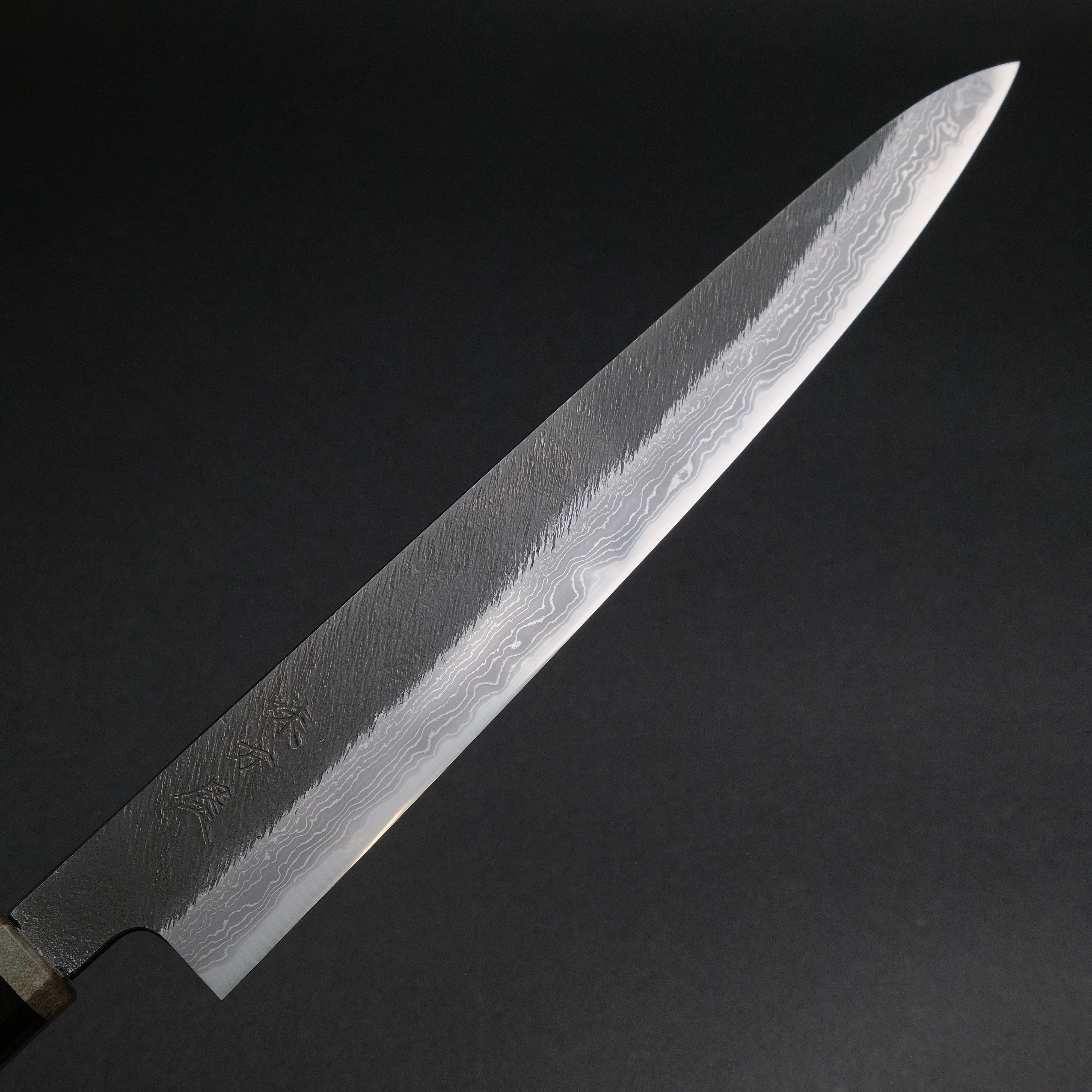 Premium Ajikataya White #2 Matsuba Damascus Sujihiki 270mm Japanese Chef Knife with Ebony & Stabilized Wood Handle - Perfect for Slicing Sashimi, Meat, and Precision Cutting in Professional Kitchens