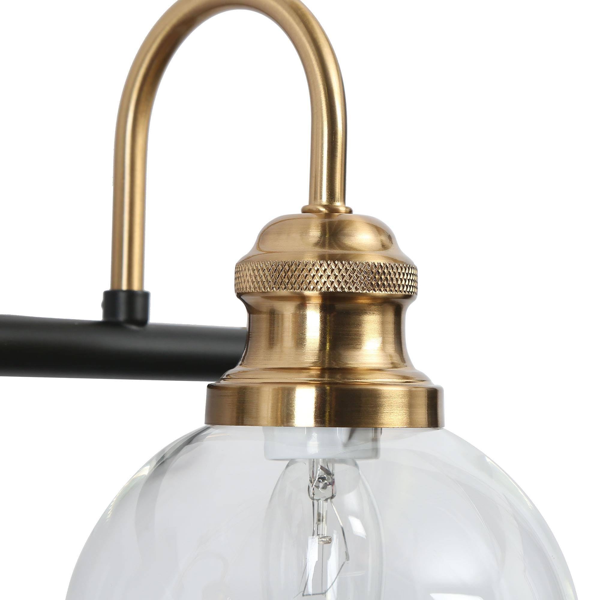 ZEVNI Black Gold Vanity Lights - 3-Light Bathroom Light Fixtures with Clear Glass Globes, 22