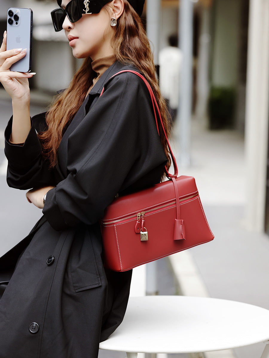 Stylish Genuine Leather Square Shoulder Bag for Women - Perfect for Work, Travel & Everyday Use
