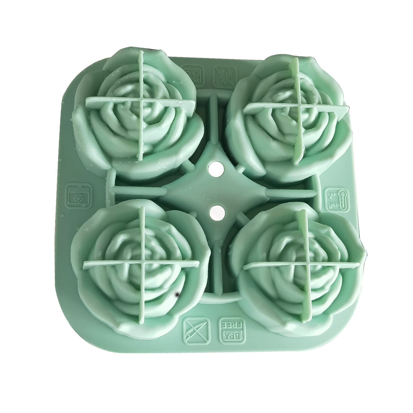 Premium Silicone Ice Cube Tray with 4 Rose-Shaped Cavities - Easy Release Whiskey Ice Ball Maker for Cocktails, Bourbon & Scotch - Perfect for Home Bars, Parties & Gifts