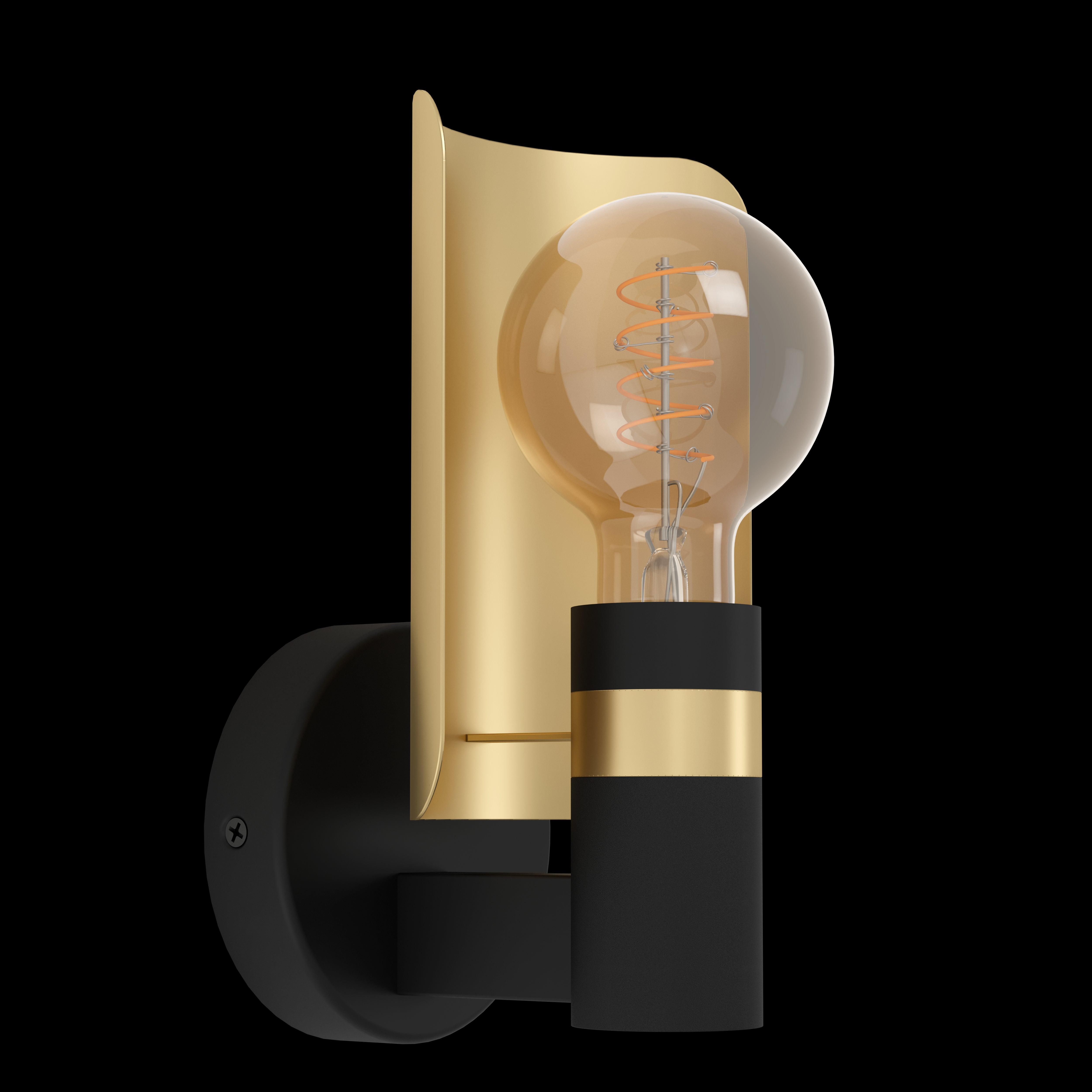 Eglo Hayes Black & Gold Wall Light - Modern Sconce for Living Room, Bedroom, or Hallway - Elegant Indoor Lighting Fixture for Home Decor