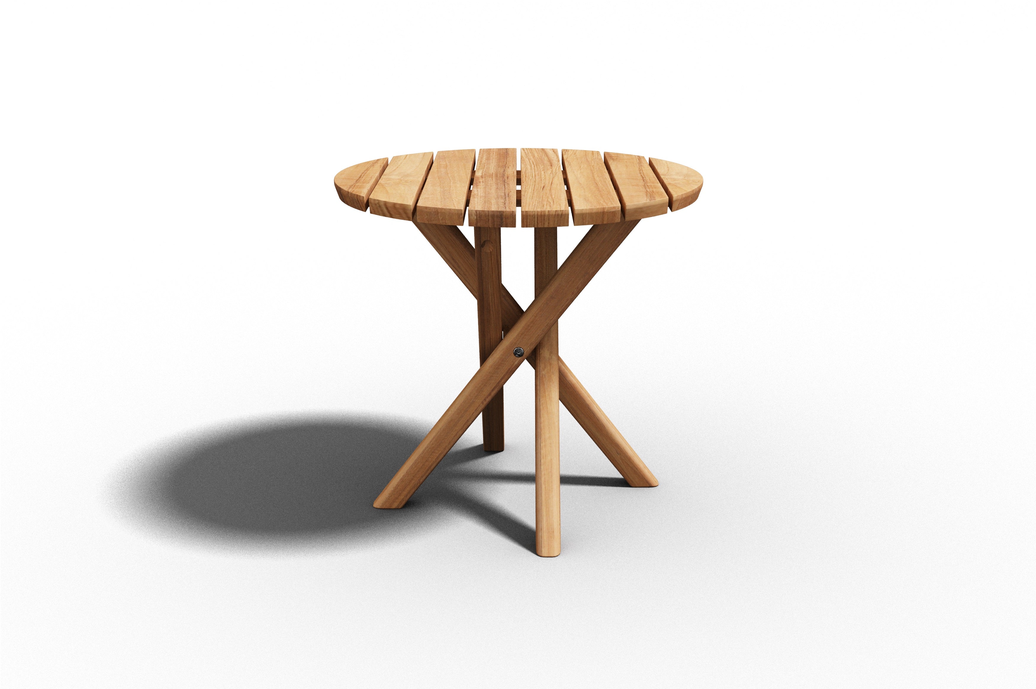 Round Teak Outdoor Side Table - Fleur Design, Durable & Weather-Resistant for Patio, Garden, and Poolside Decor