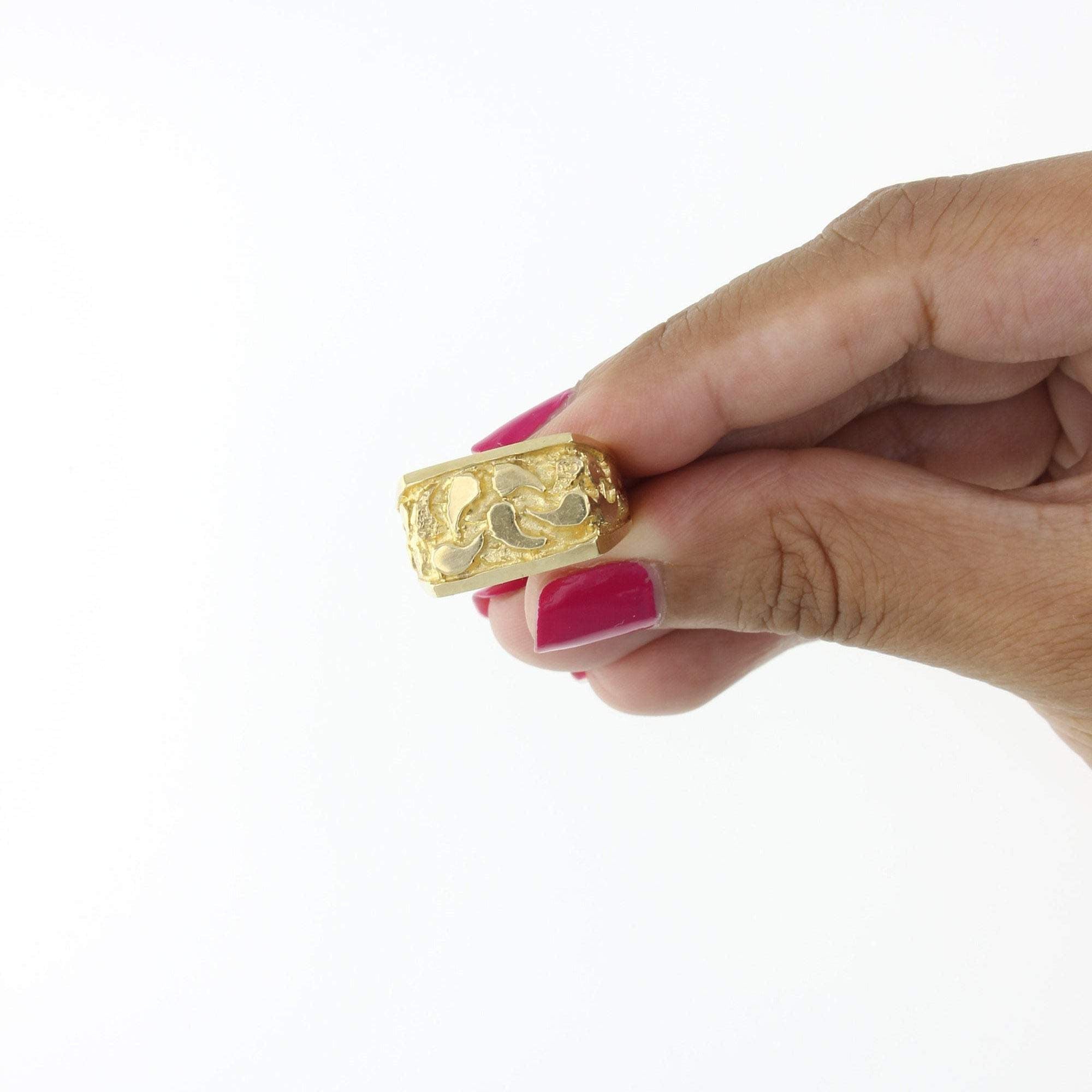14K Yellow Gold Men's Nugget Ring - Stylish & Durable Jewelry for Everyday Wear, Gifts & Special Occasions