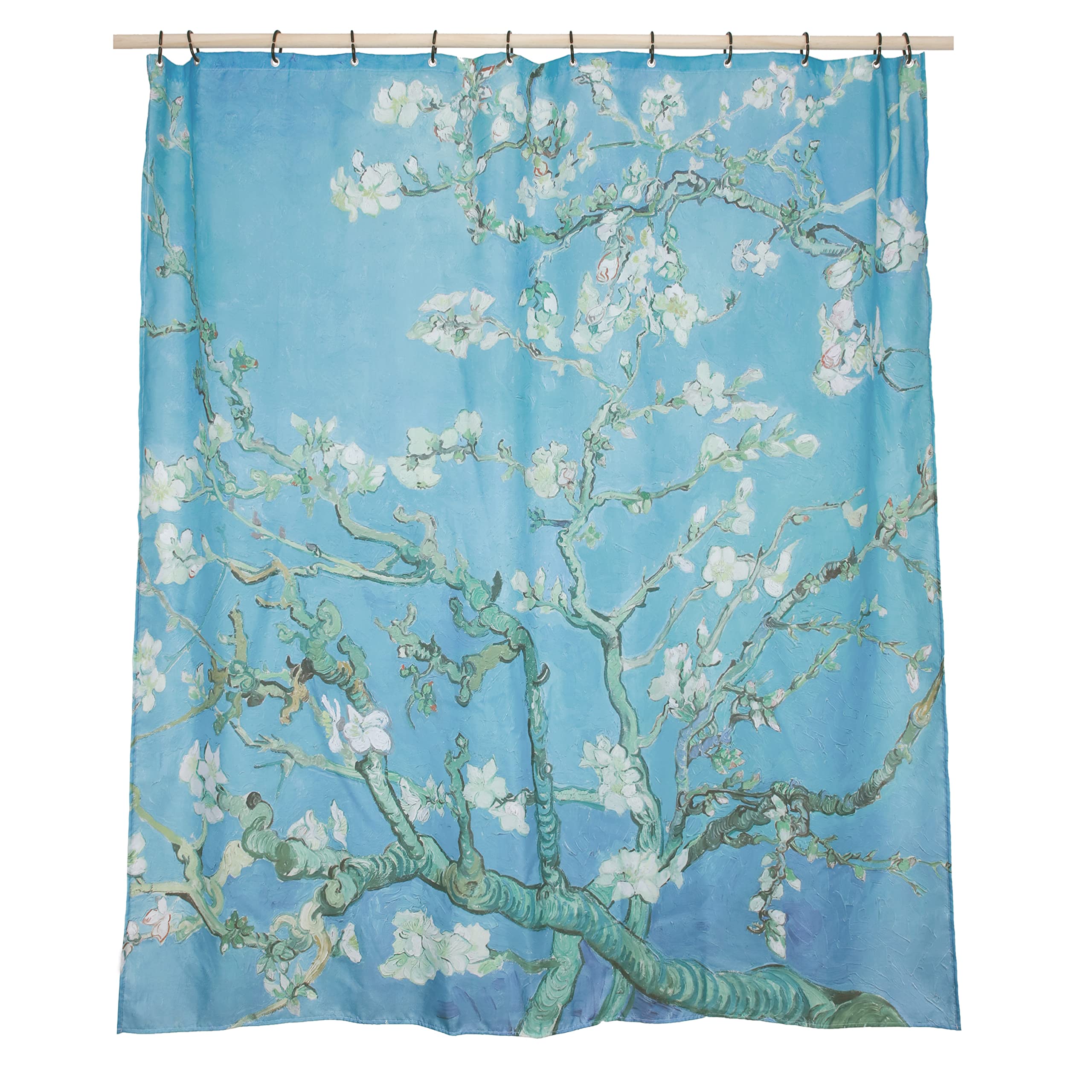 Van Gogh Almond Blossom Waterproof Fabric Shower Curtain 72x72 Inches - Artistic Oil Painting Bathroom Decor with Hooks, No Liner Needed - Perfect for Modern, Vintage or Bohemian Style Bathrooms