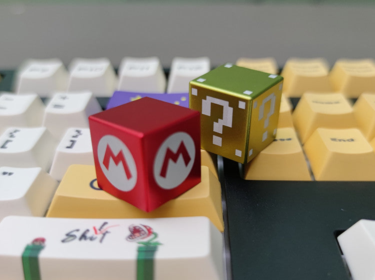 Custom Mario Question Mark Square Box Anodized Aluminum Alloy Mechanical Keyboard Keycap - Perfect for Gaming, Typing & Mechanical Keyboard Enthusiasts