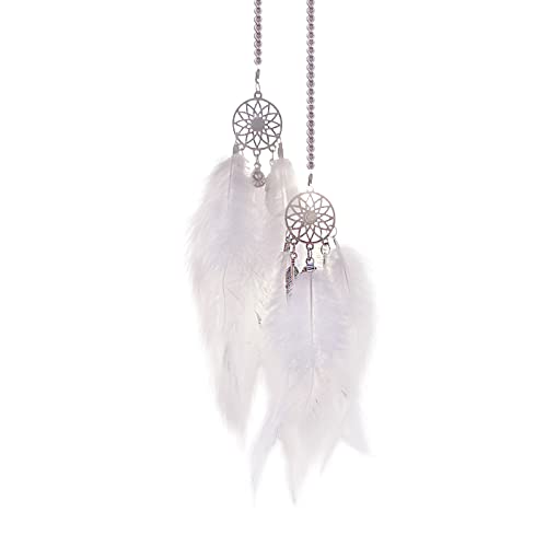 Handmade Zcargel Feather Dream Catcher Pendant - Boho Car Rearview Mirror Decor, Creative Grid Design for Home & Car Accessories | Perfect for Gifts, Meditation Spaces & Road Trip Vibes