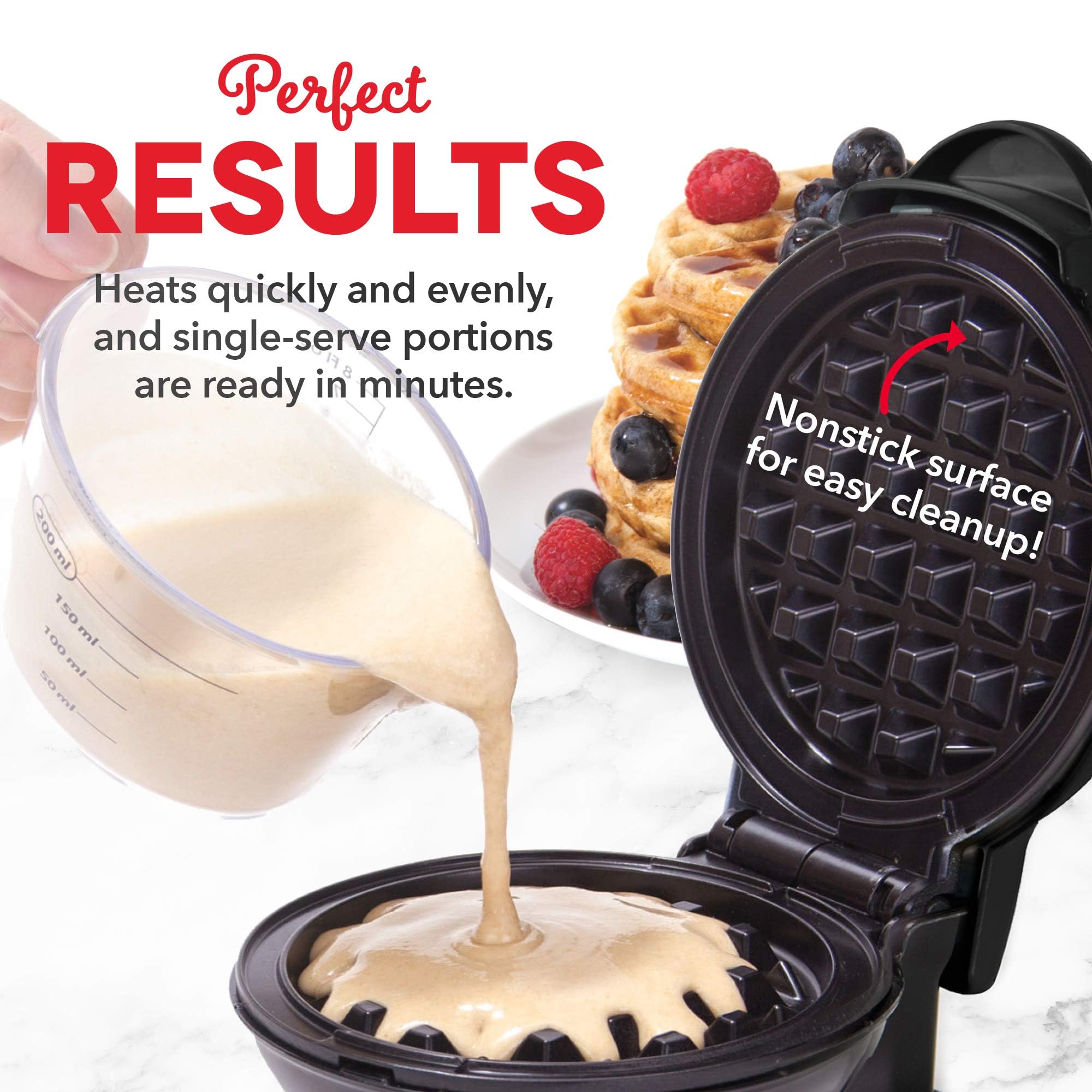 **DASH DMW001BK Mini Waffle Maker for Waffles, Hash Browns & Keto Chaffles – Includes Recipe Book – Perfect for Breakfast, Snacks & Low-Carb Diets**