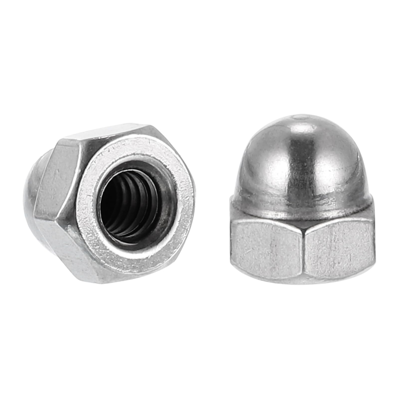 #10-24 Acorn Cap Nuts, 10Pcs Carbon Steel Dome Head Nuts with Nickel Plating - Bolt Cover Hardware for Furniture, Automotive & DIY Projects - Silvery Finish