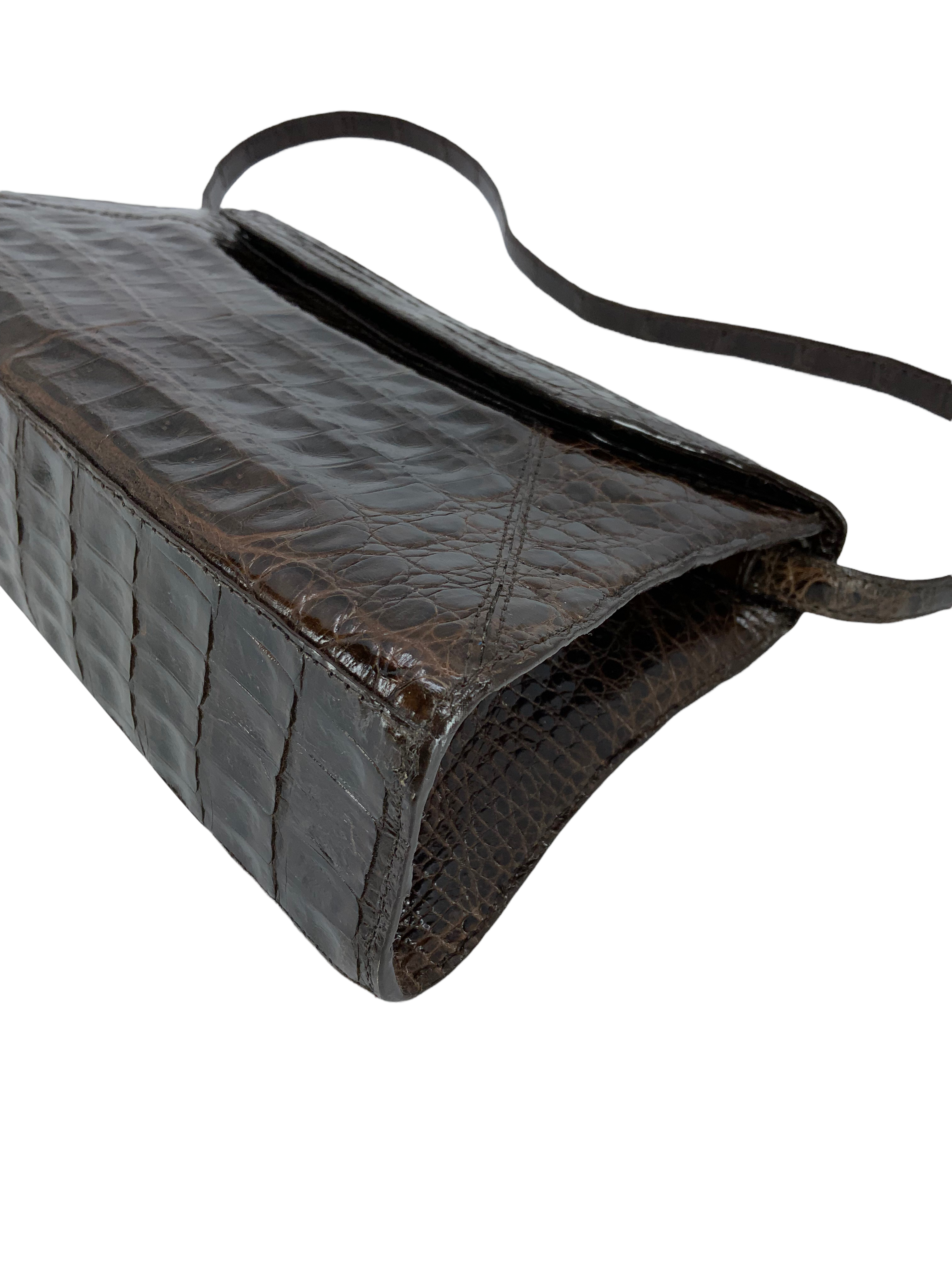 Nancy Gonzalez Genuine Crocodile Leather Small Flap Clutch with Detachable Shoulder Strap - Luxury Evening Bag for Women, Perfect for Parties, Weddings & Special Occasions
